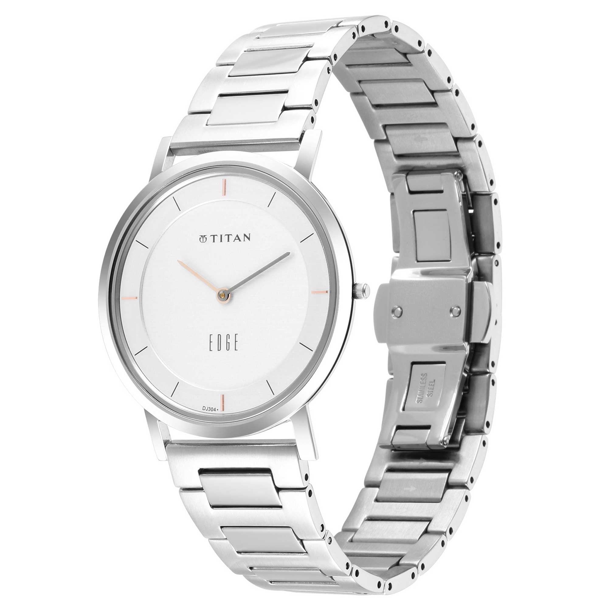 Titan Edge Silver White Dial Analog Stainless Steel Strap watch for Men