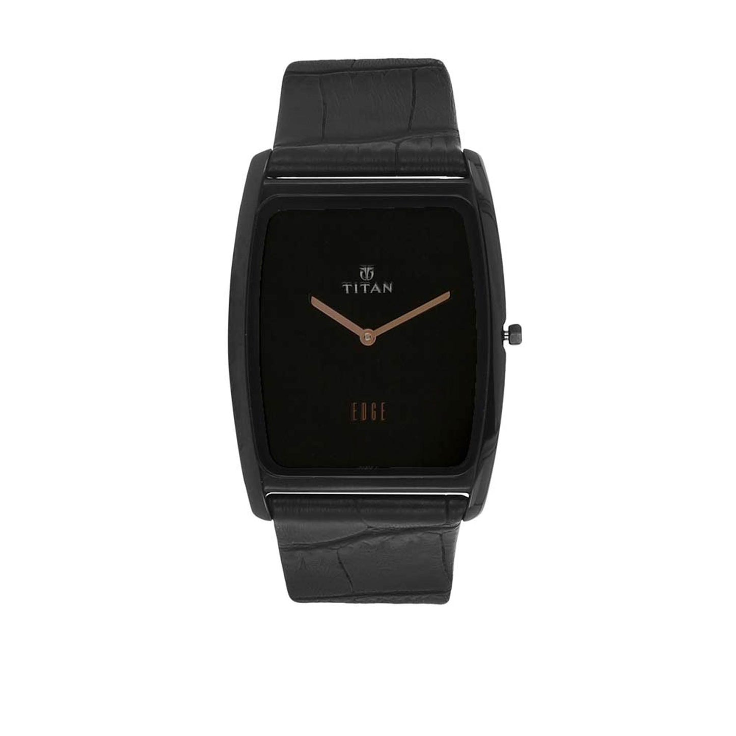 Titan Edge Black Dial Analog Leather Strap watch for Men