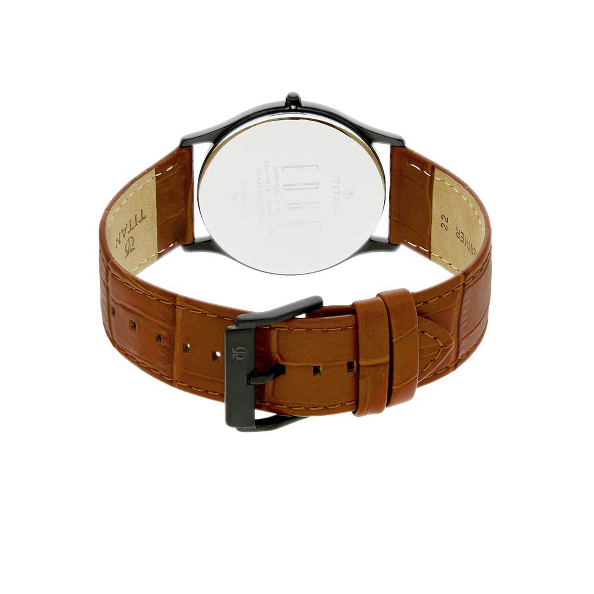 Titan Edge Brown Dial Analog with Date Leather Strap watch for Men