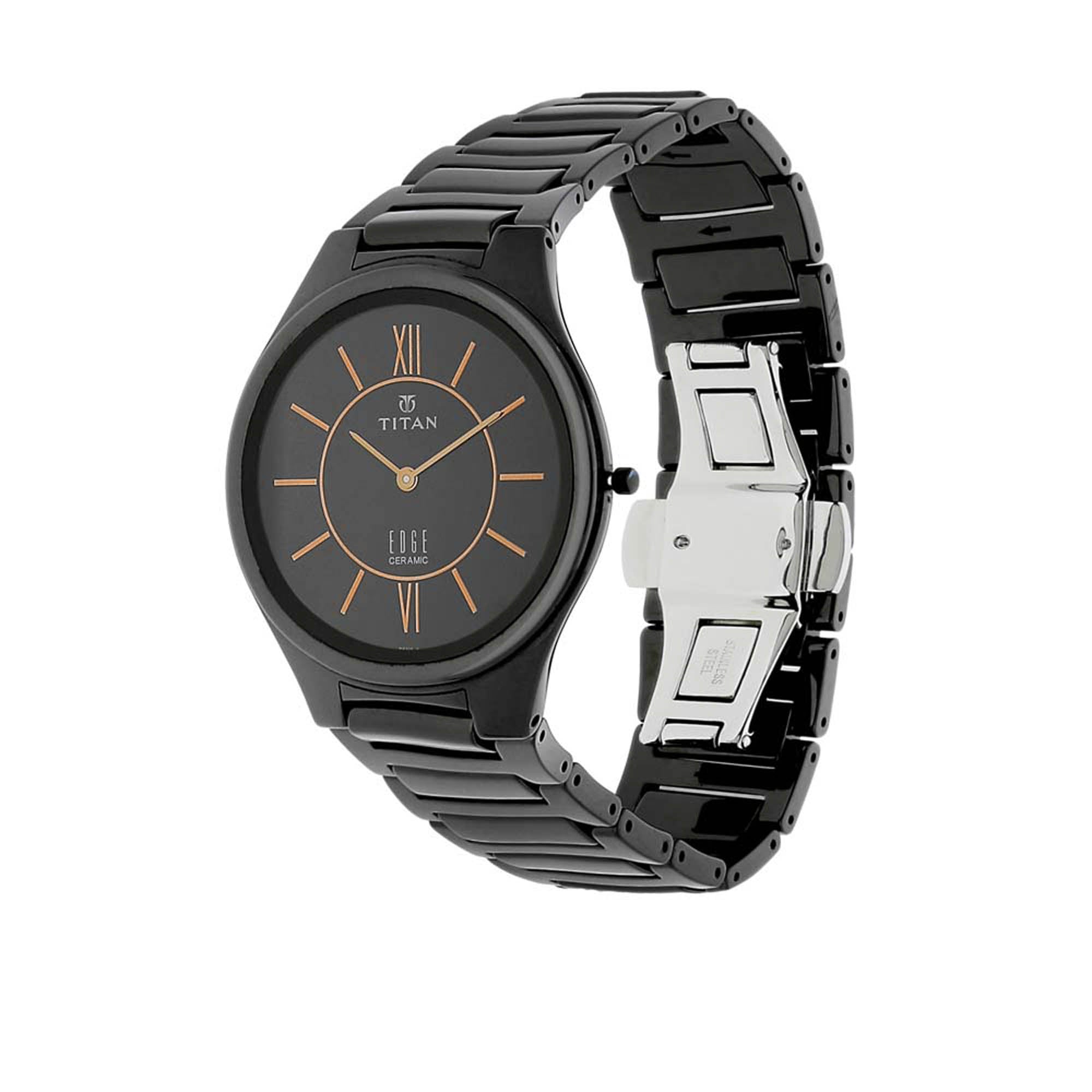 Titan Edge Ceramic Black Dial Analog Ceramic Strap watch for Men