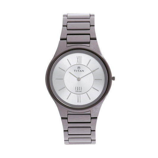 Titan Edge Ceramic Silver Dial Analog Ceramic Strap watch for Men