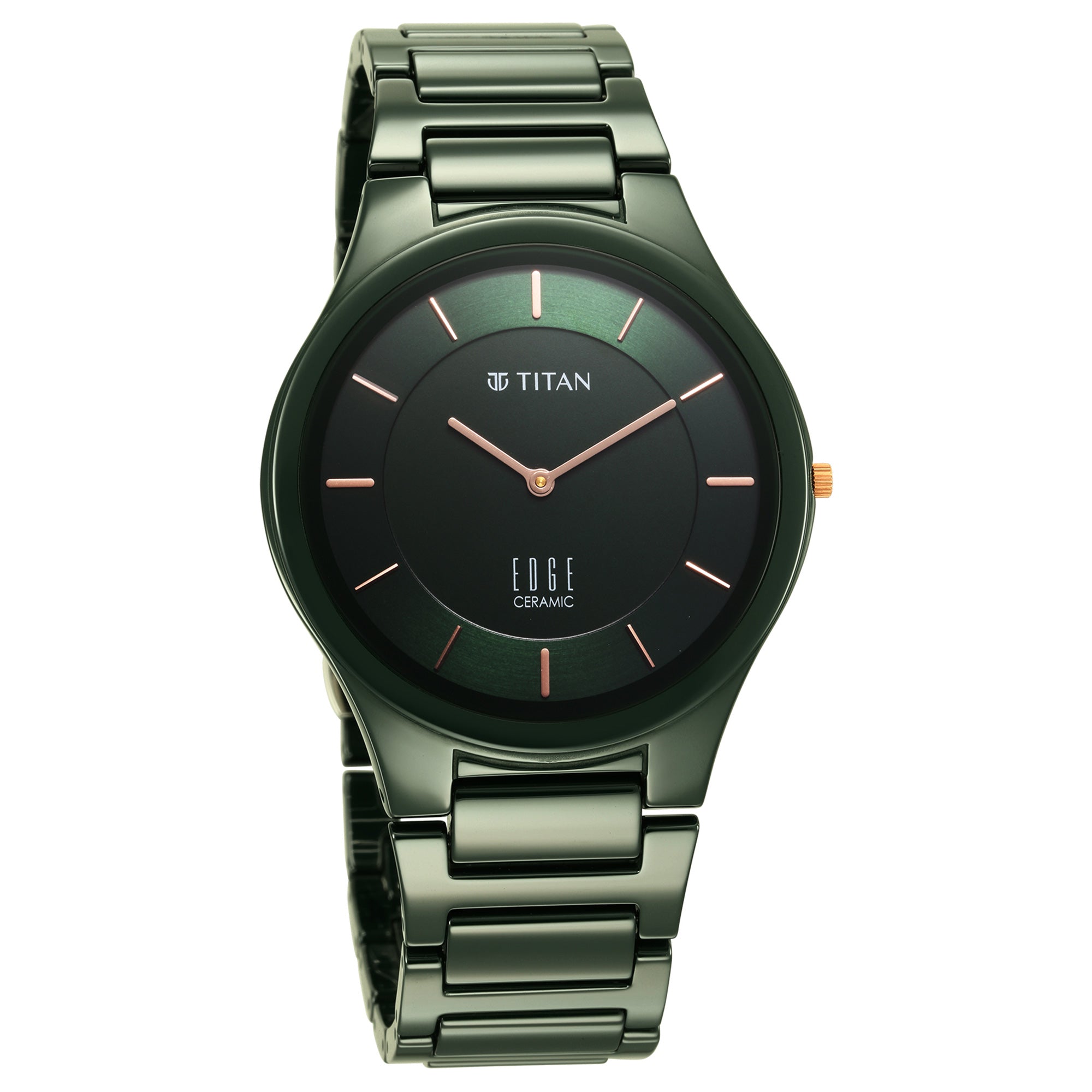 Titan Edge Ceramic Green Dial Analog Ceramic Strap watch for Men