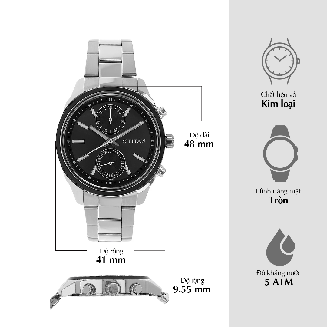 Buy Titan Workwear Anthracite Dial Multi Stainless Steel Strap watch for Men Titan Vietnam