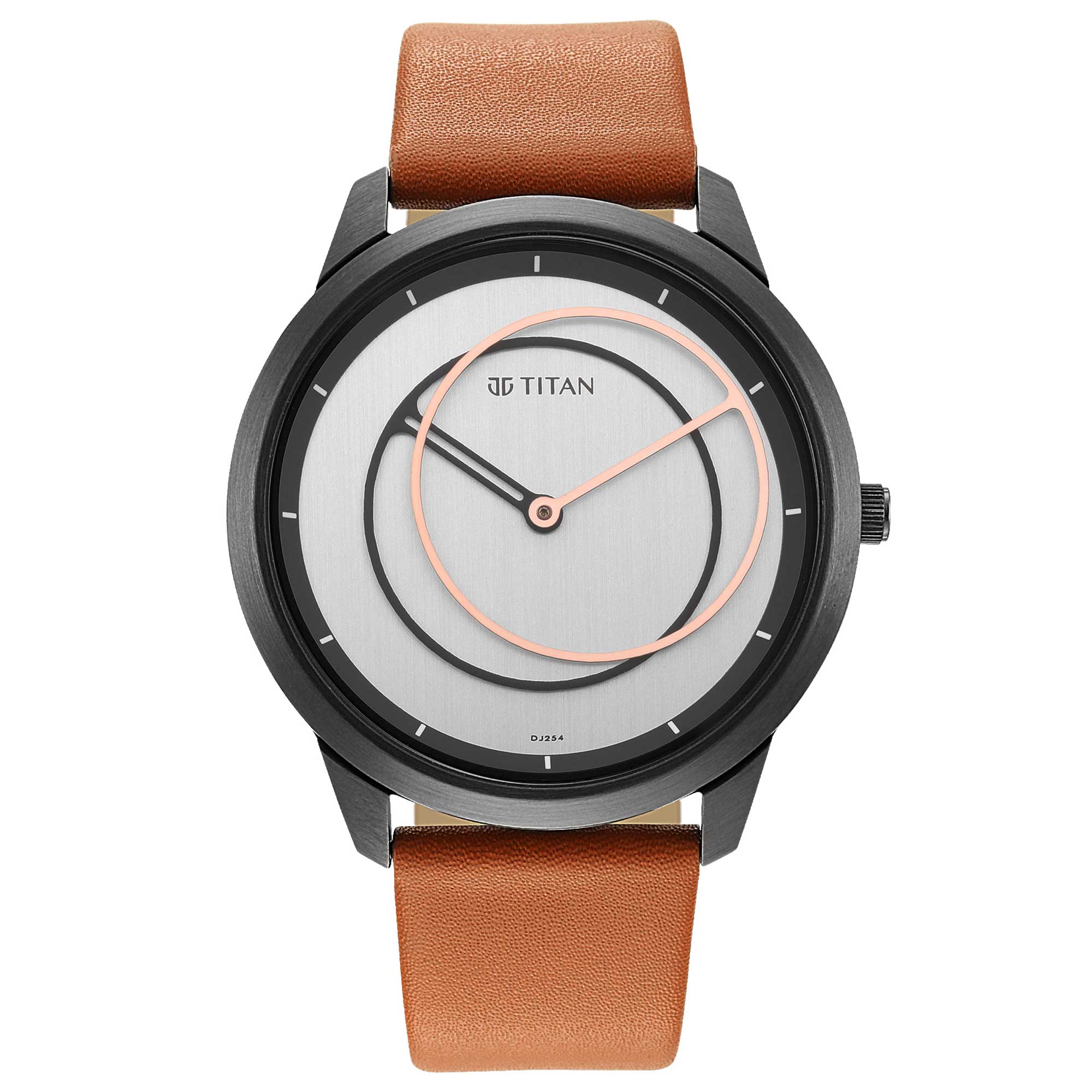 Titan Geometrix Silver Dial Analog Leather Strap watch for Men