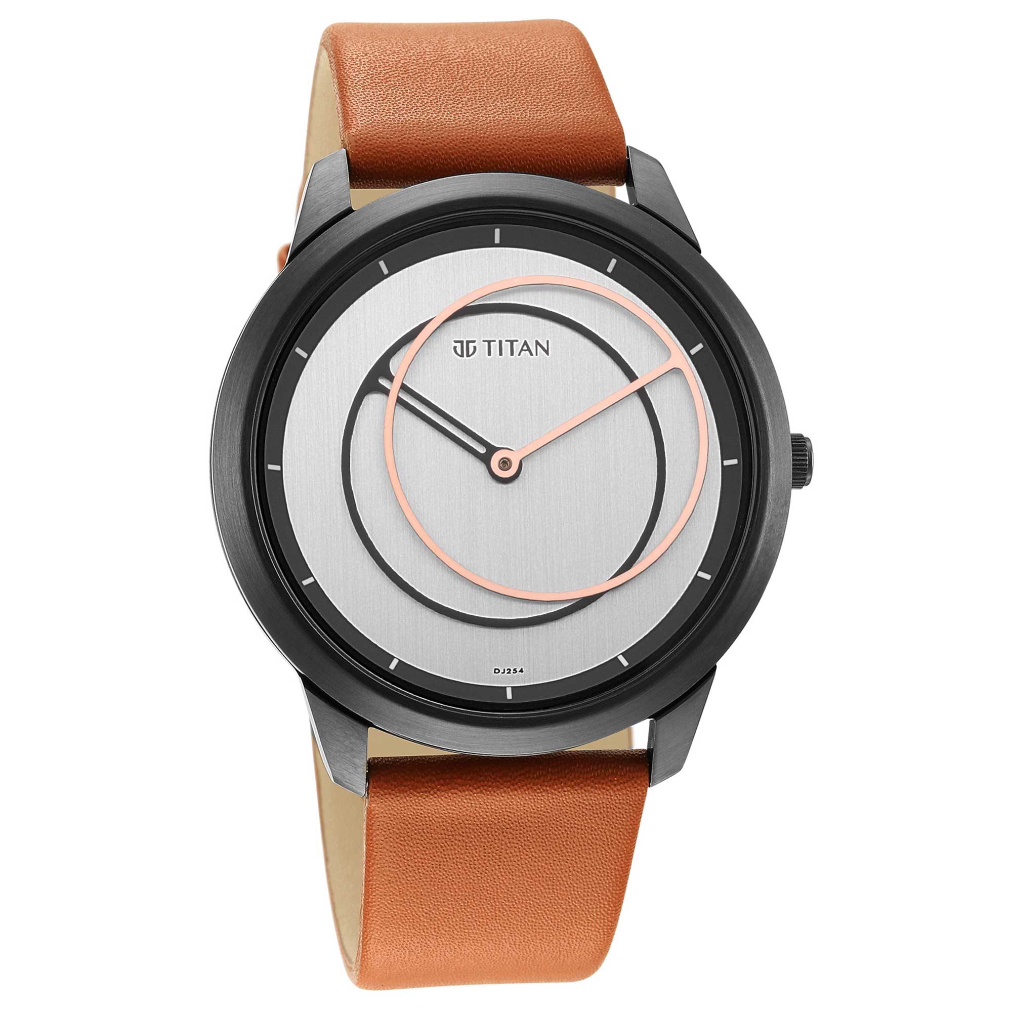 Titan Geometrix Silver Dial Analog Leather Strap watch for Men