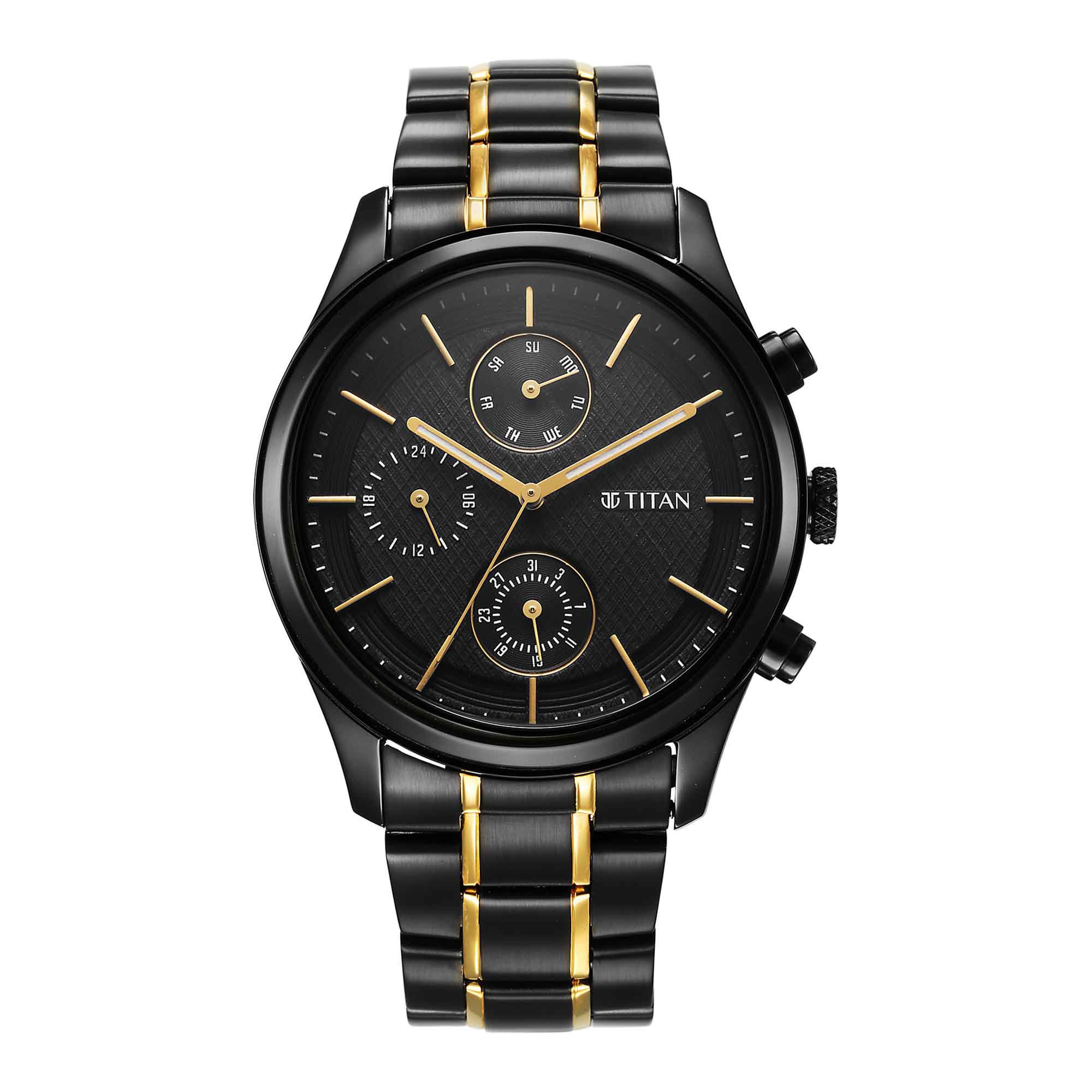 Titan Quartz Analog with Day and Date Black Dial Watch for Men