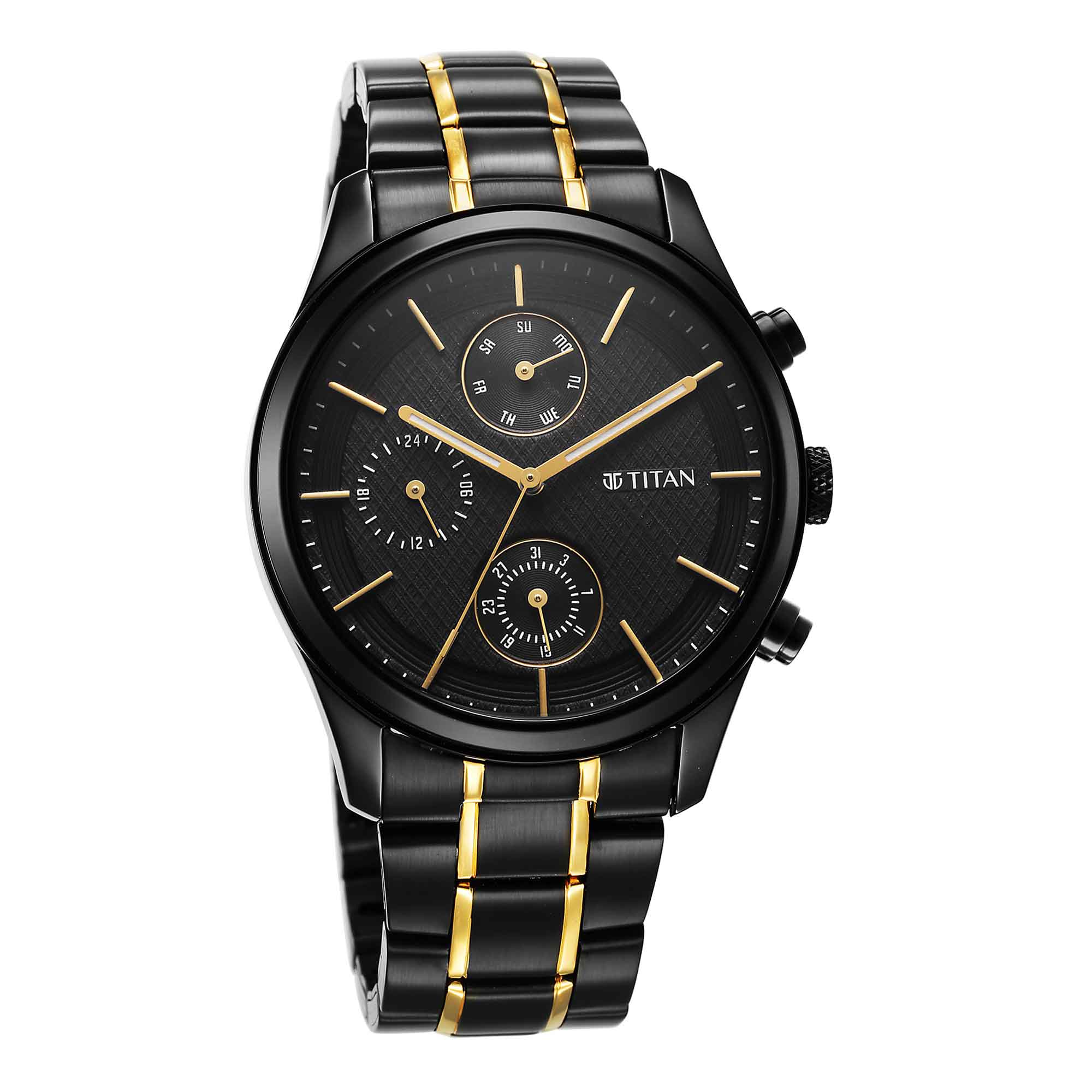 Titan Quartz Analog with Day and Date Black Dial Watch for Men