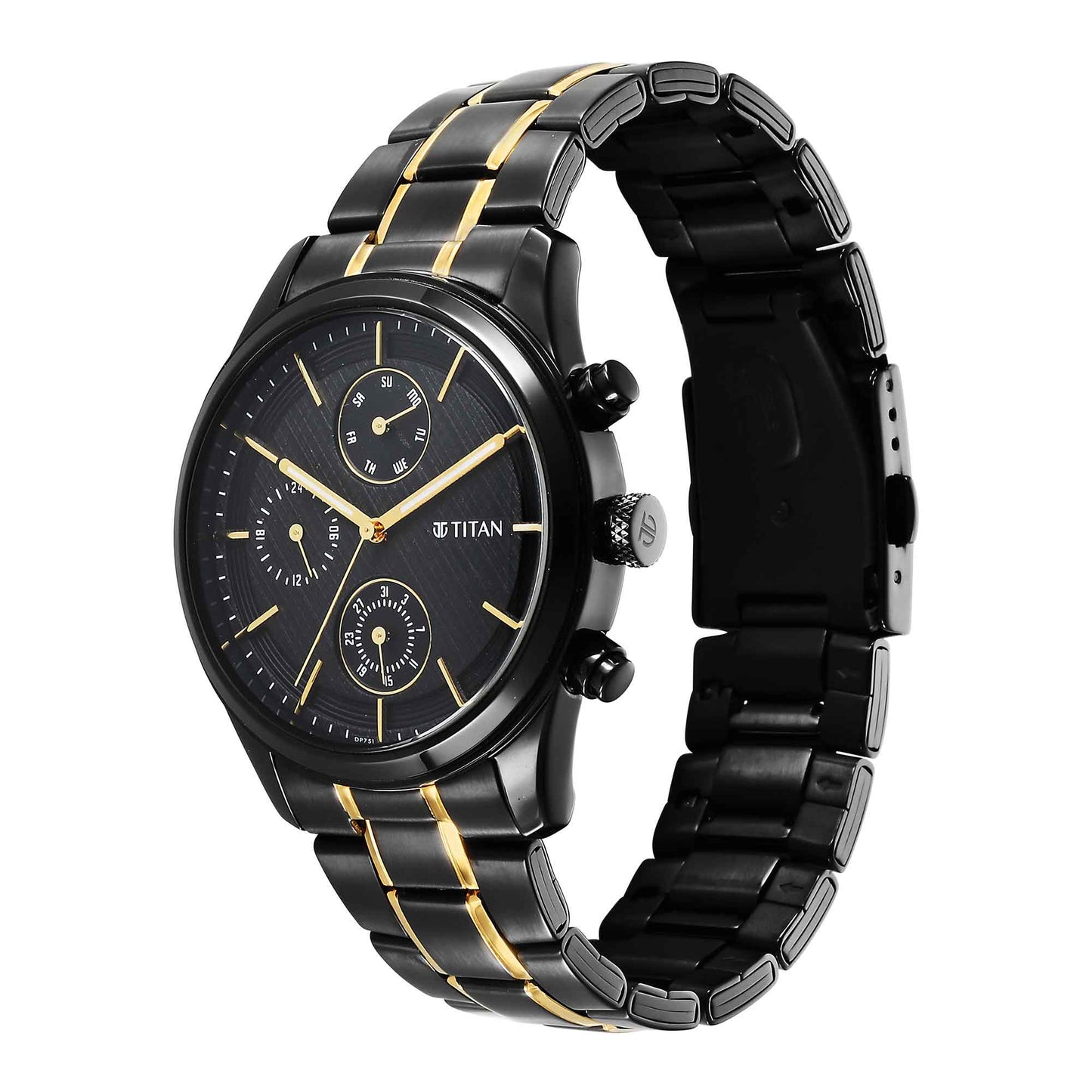 Titan Quartz Analog with Day and Date Black Dial Watch for Men