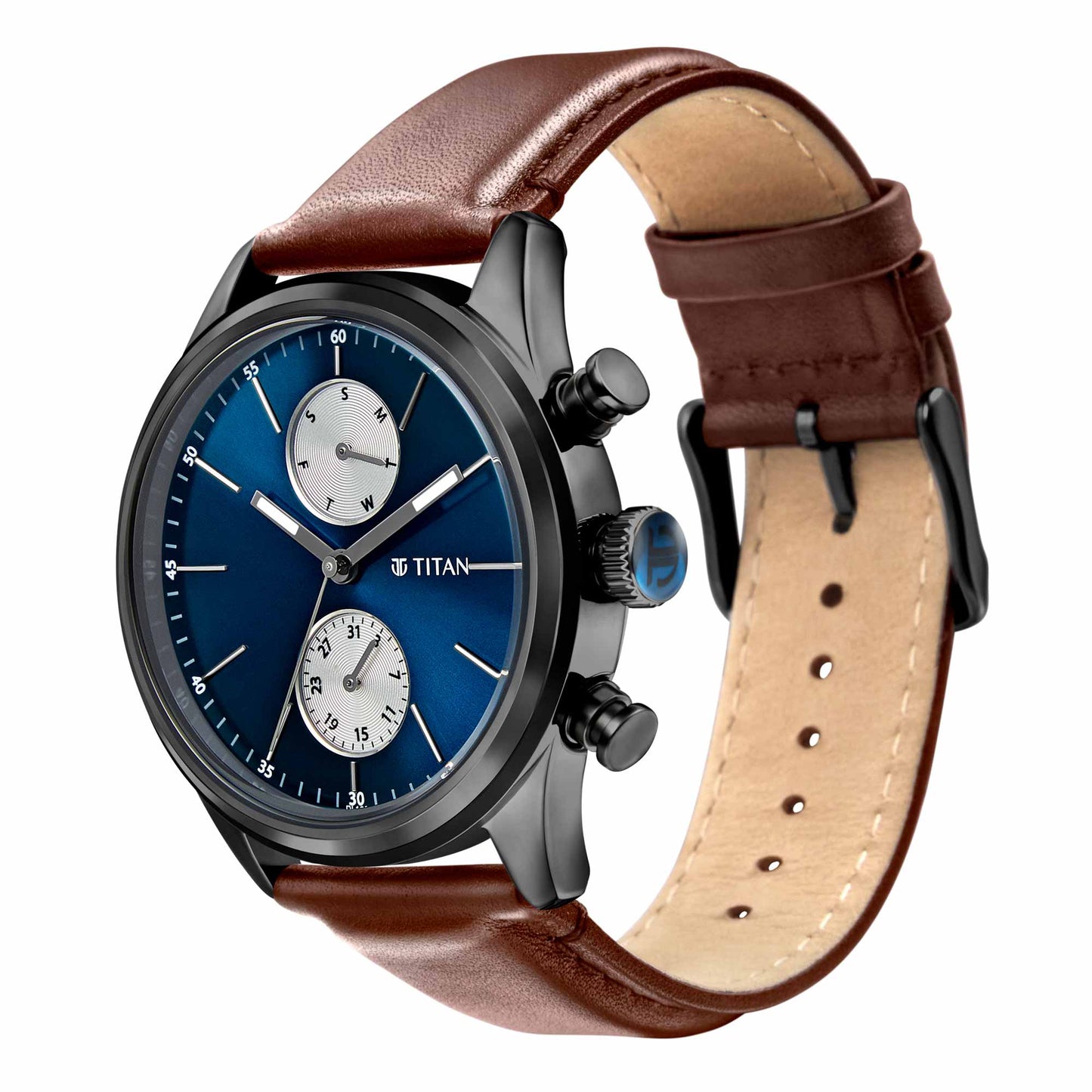 Titan Elmnt Brown Dial Analog Leather Strap Watch for Men