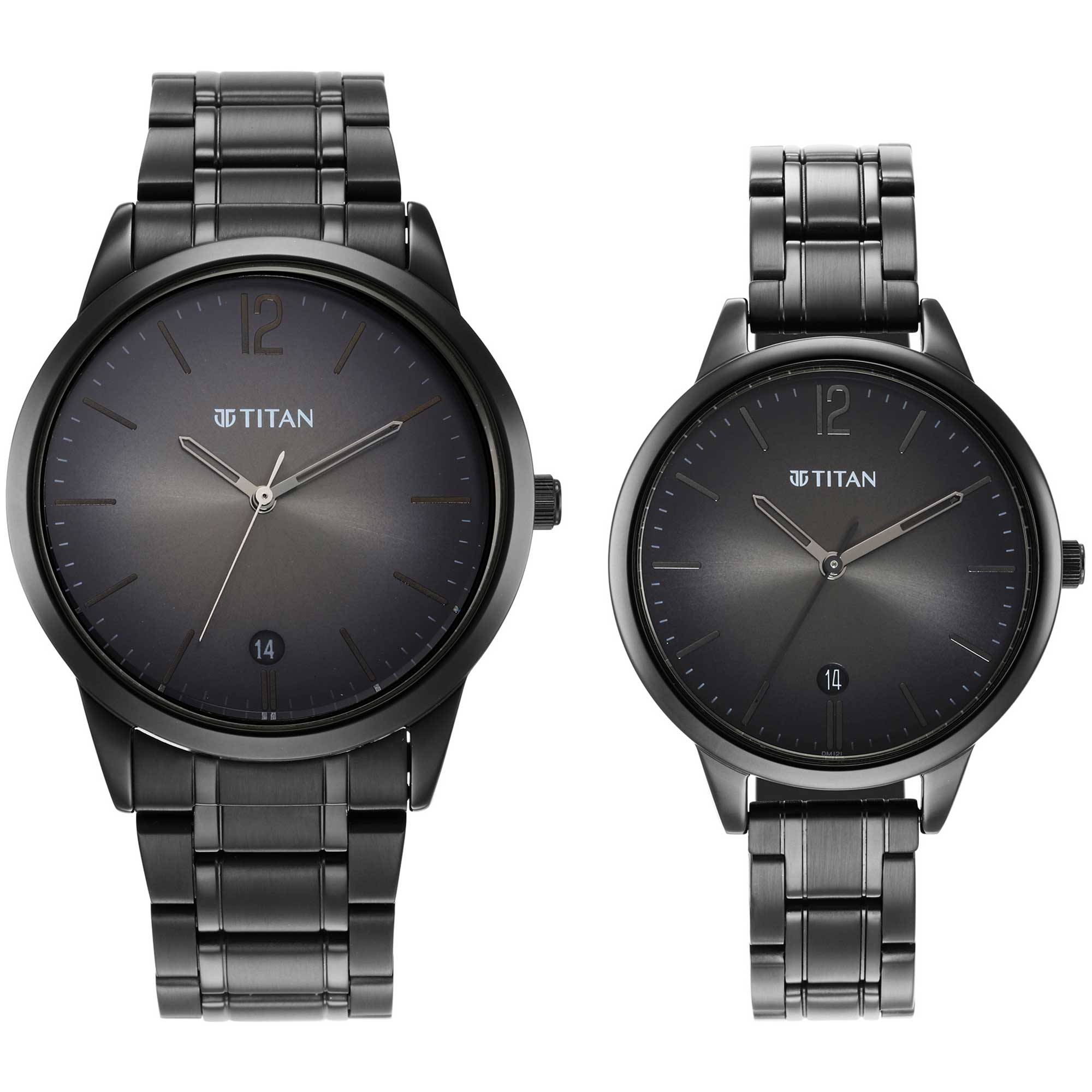 Titan Bandhan Anthracite Dial Analog Stainless Steel Strap Watch for Couple