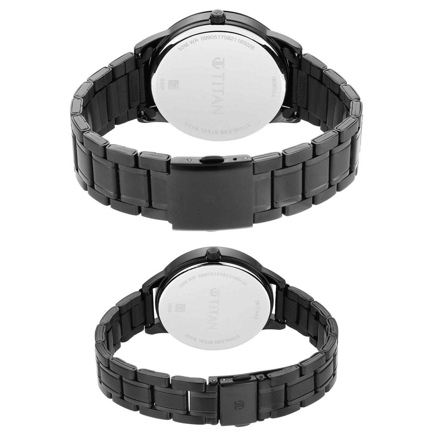 Titan Bandhan Anthracite Dial Analog Stainless Steel Strap Watch for Couple