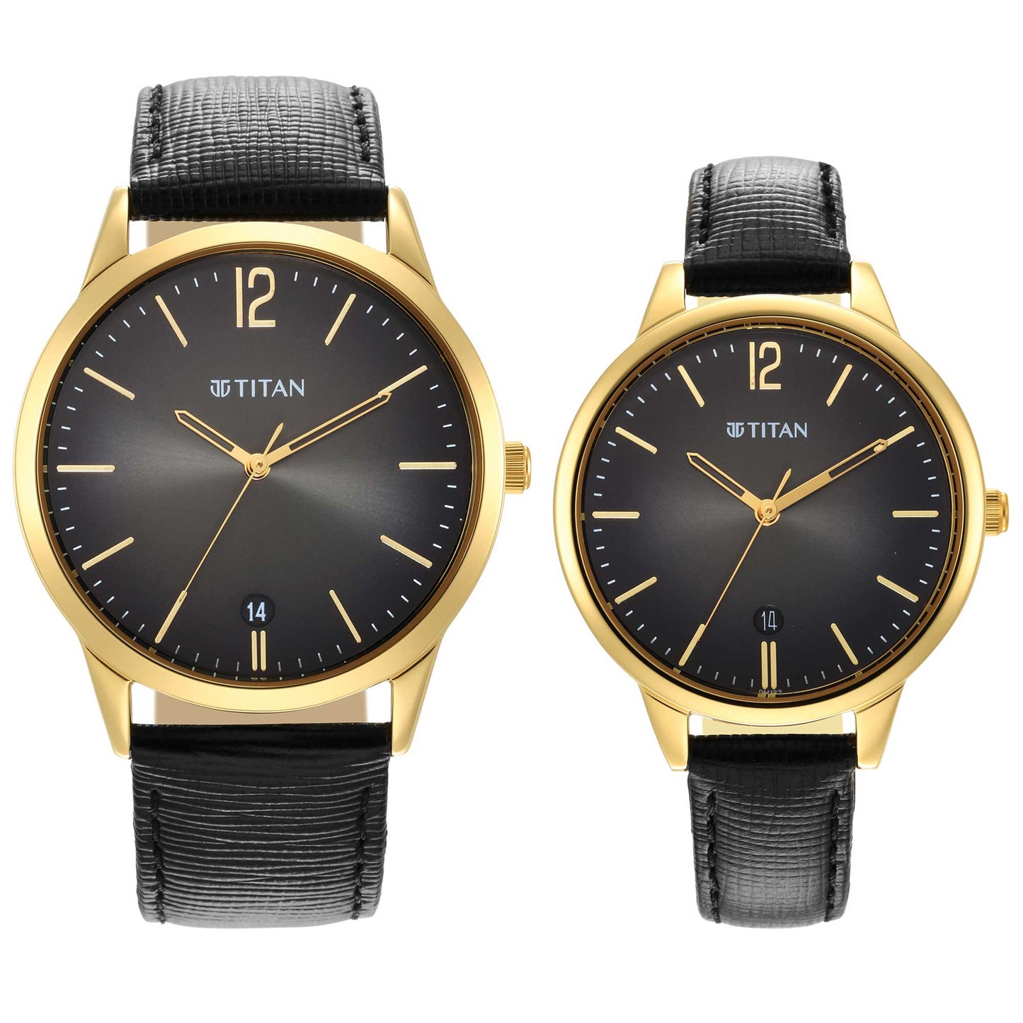 Titan Bandhan Anthracite Dial Analog Leather Strap watch for Couple