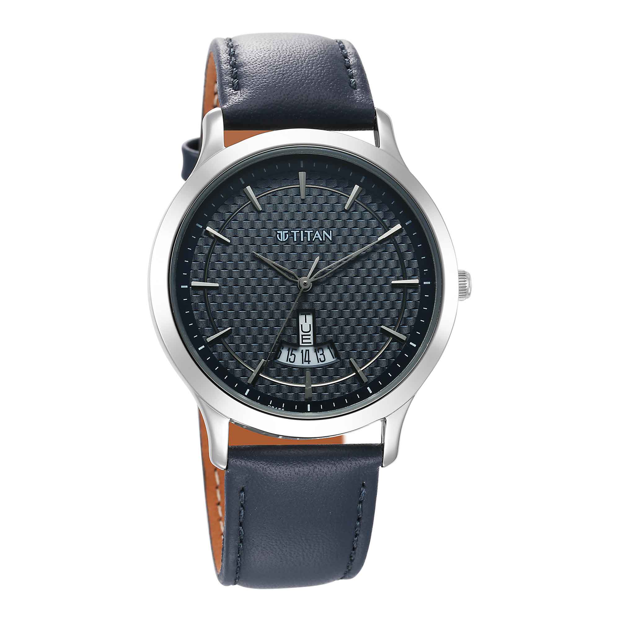 Titan Karishma Quartz Analog Blue Dial Leather Strap Watch for Men