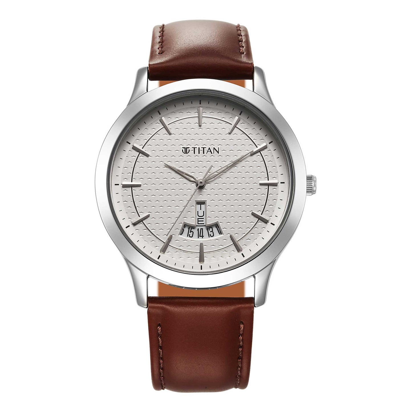 Titan Karishma Quartz Analog Silver Dial Leather Strap Watch for Men