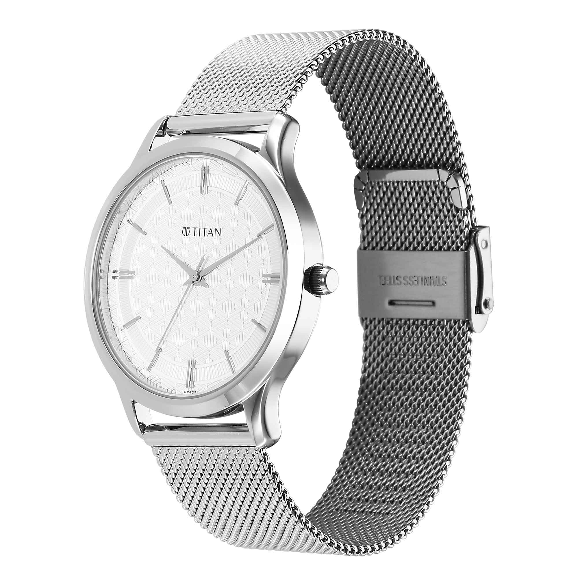 Titan Karishma Quartz Analog Silver Dial Stainless Steel Strap Watch for Men