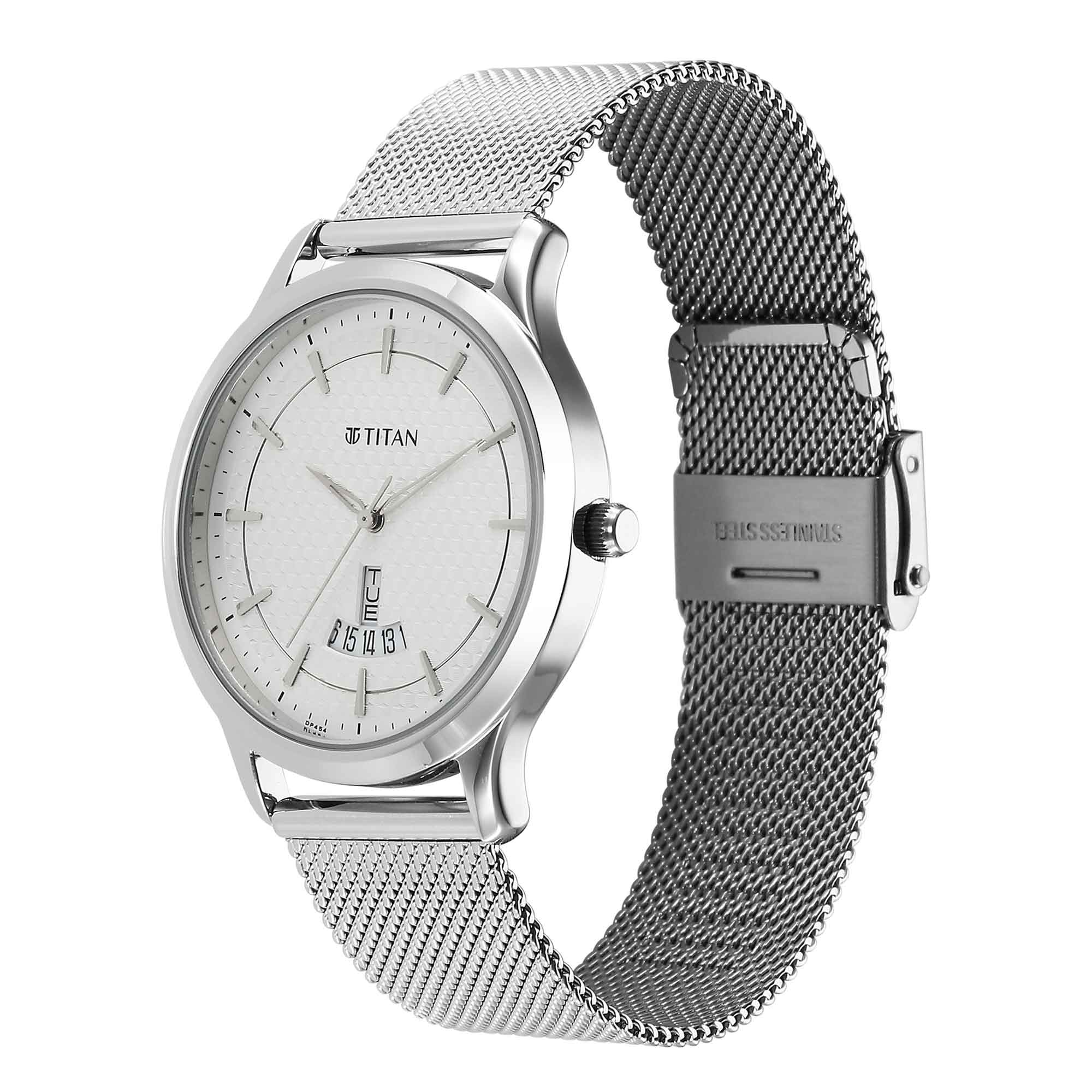 Titan Karishma Quartz Analog Silver Dial Stainless Steel Strap Watch for Men