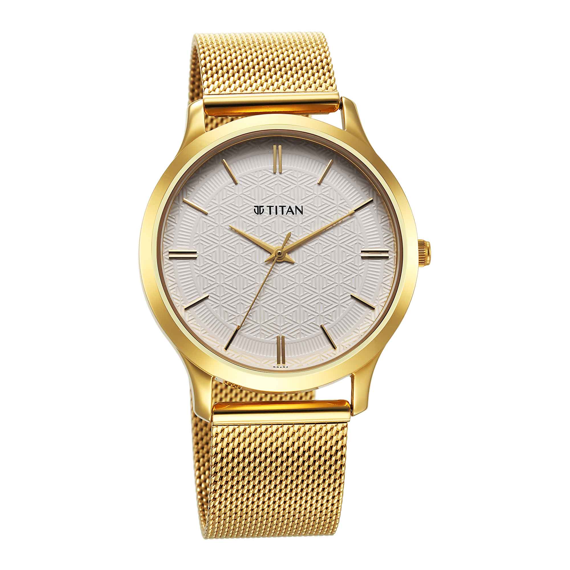 Titan Karishma Quartz Analog White Dial Stainless Steel Strap Watch for Men