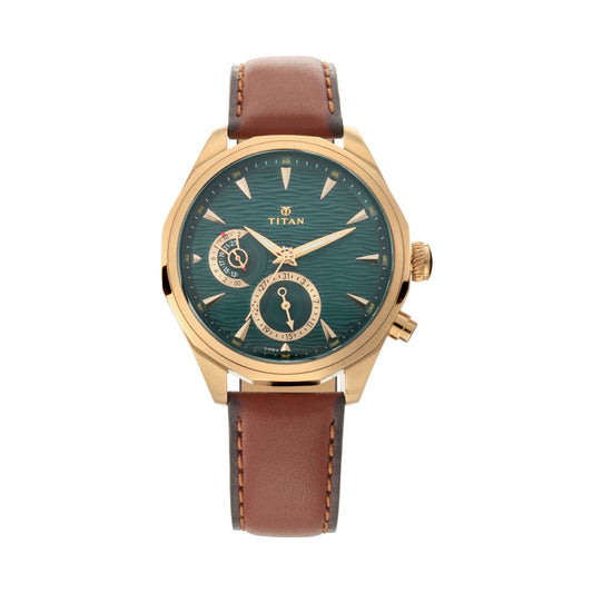 Titan Maritime Green Dial Multi Leather Strap watch for Men