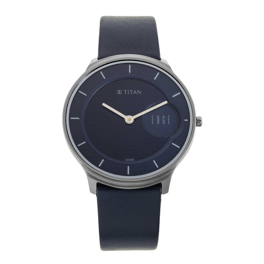 Titan Quartz Analog Blue Dial Leather Strap Watch for Men