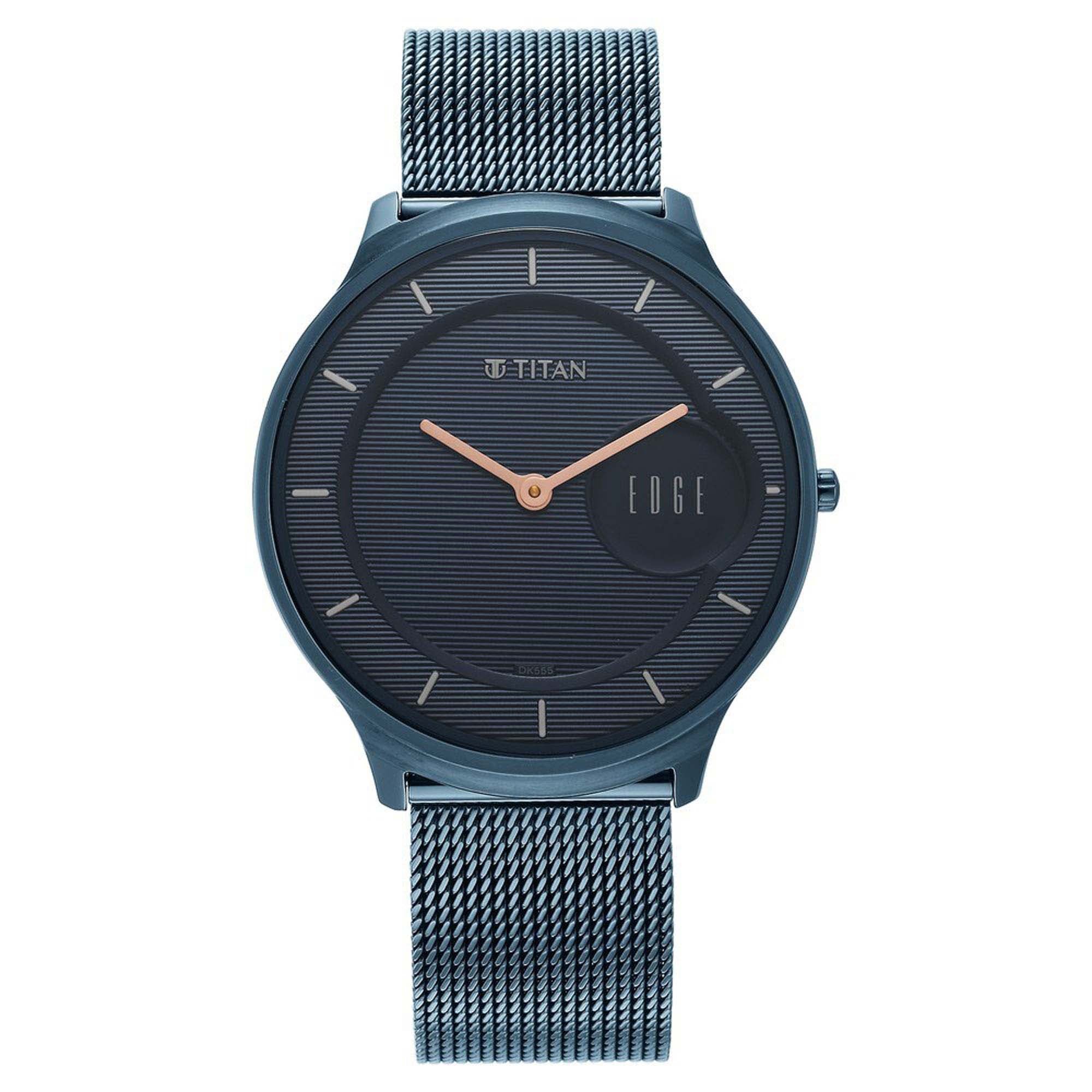 Titan Edge Baseline Blue Dial Analog Stainless Steel Strap watch for Men