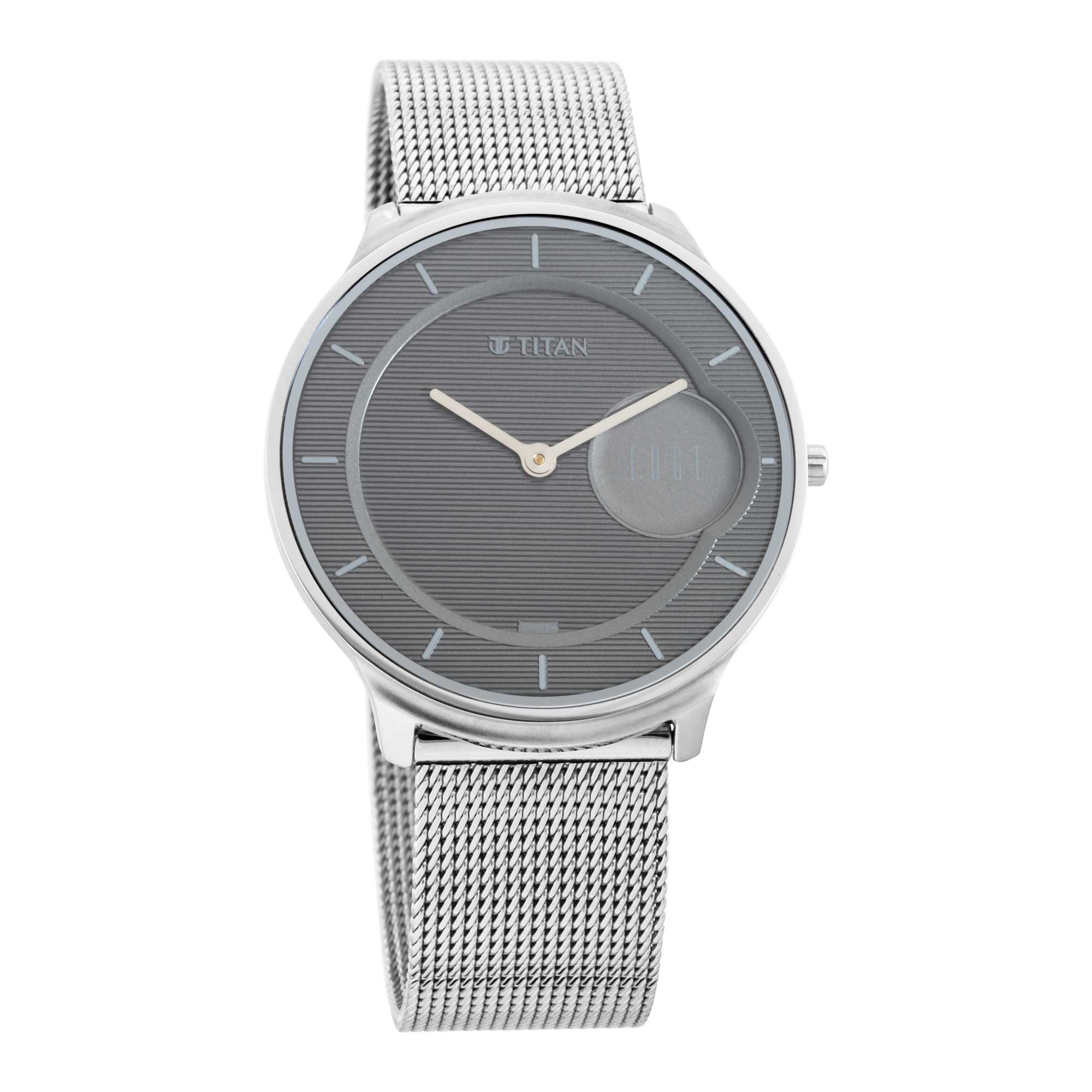 Titan Minimals Grey Dial Analog Stainless Steel Strap Watch for Men