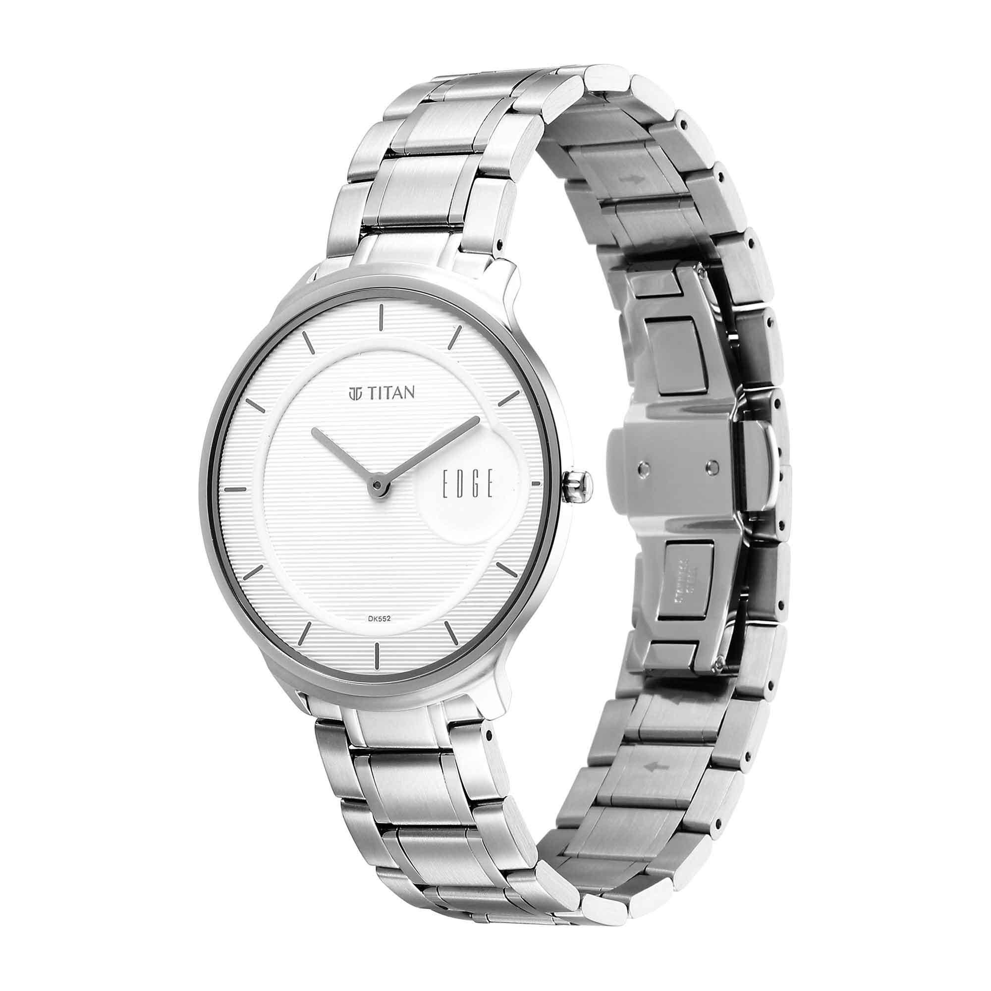 Edge Metal Silver Dial Stainless Steel Strap Watch for Men