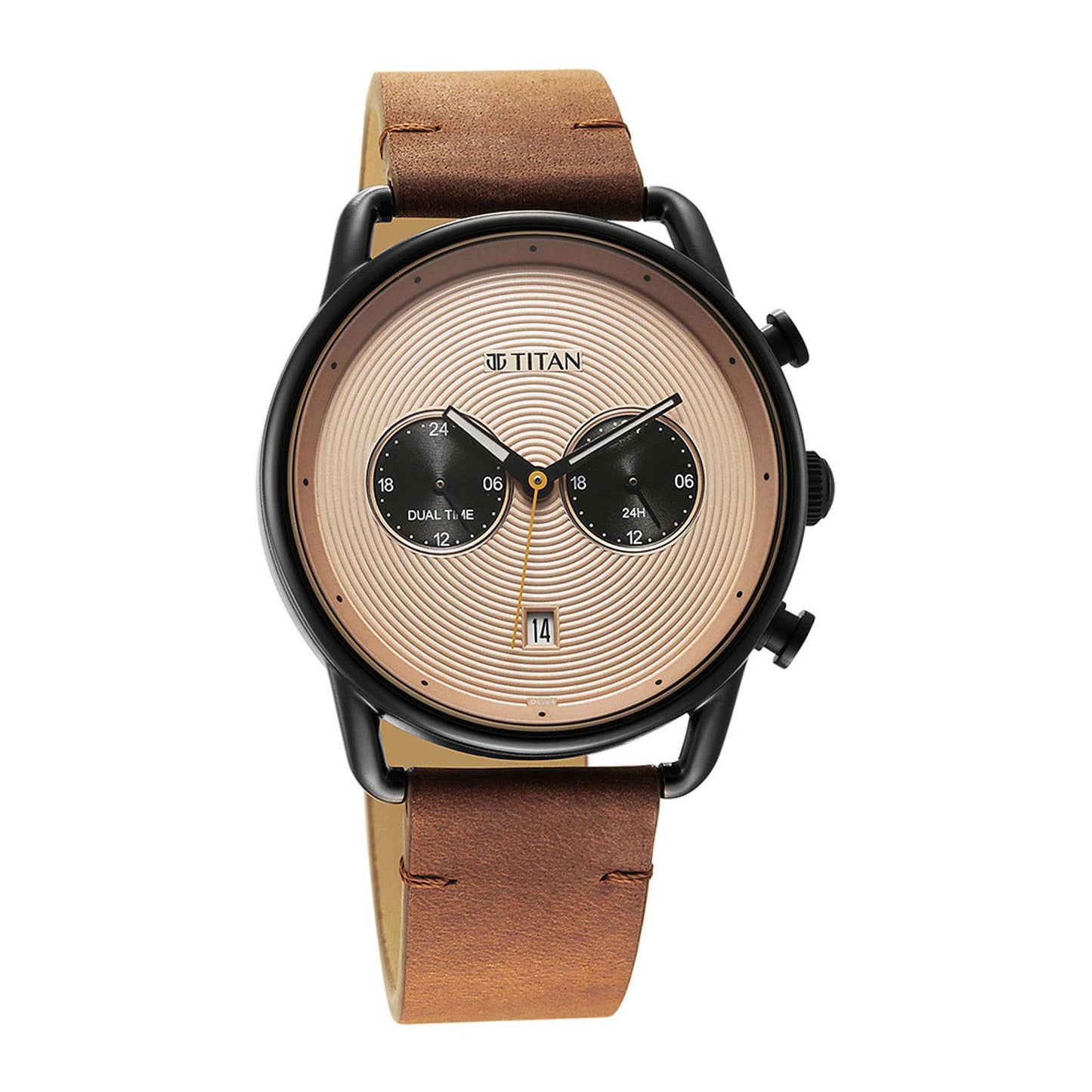 Titan Retro Analog Metal Leather Strap watch for Men