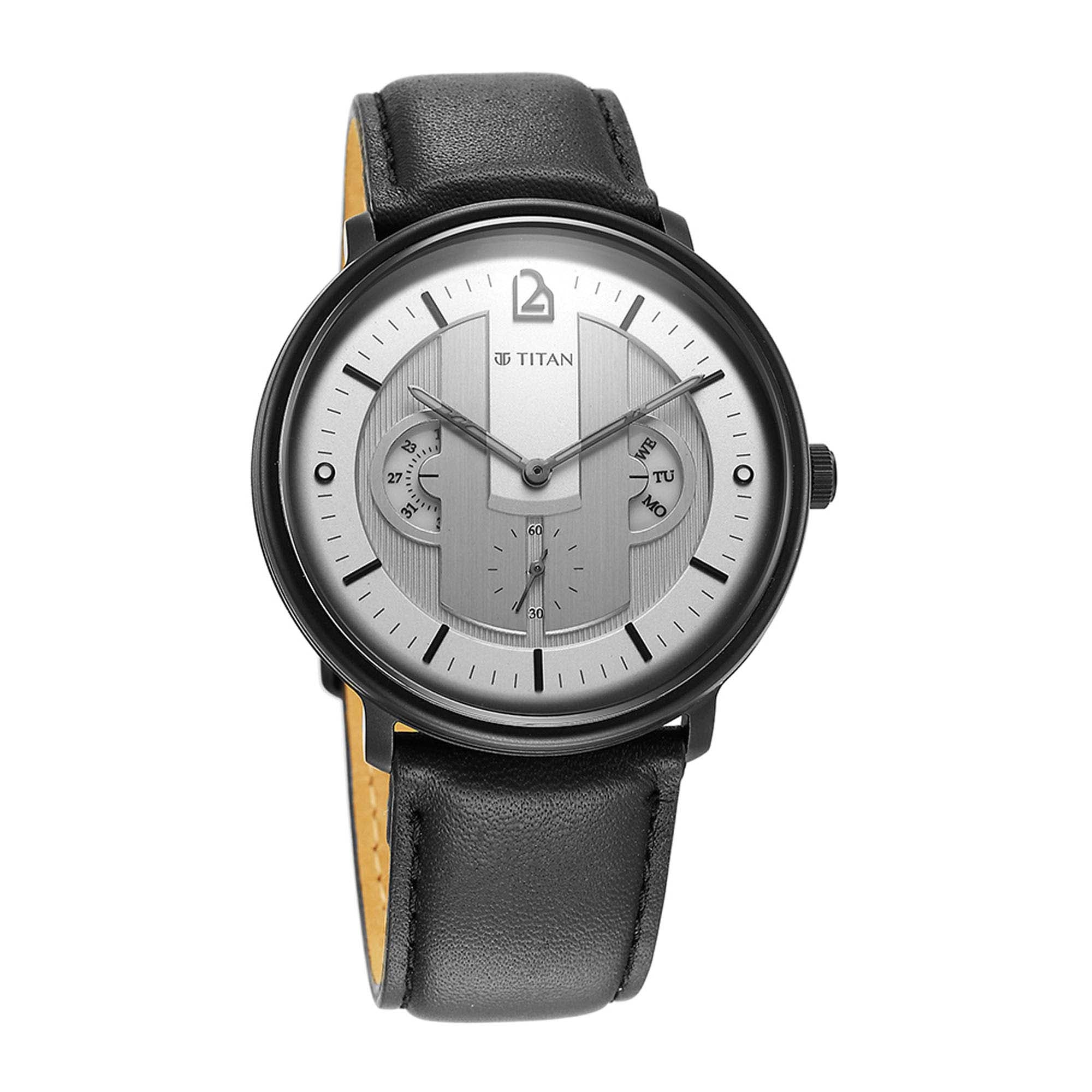 Titan Quartet Silver Dial Multi Leather Strap watch for Men