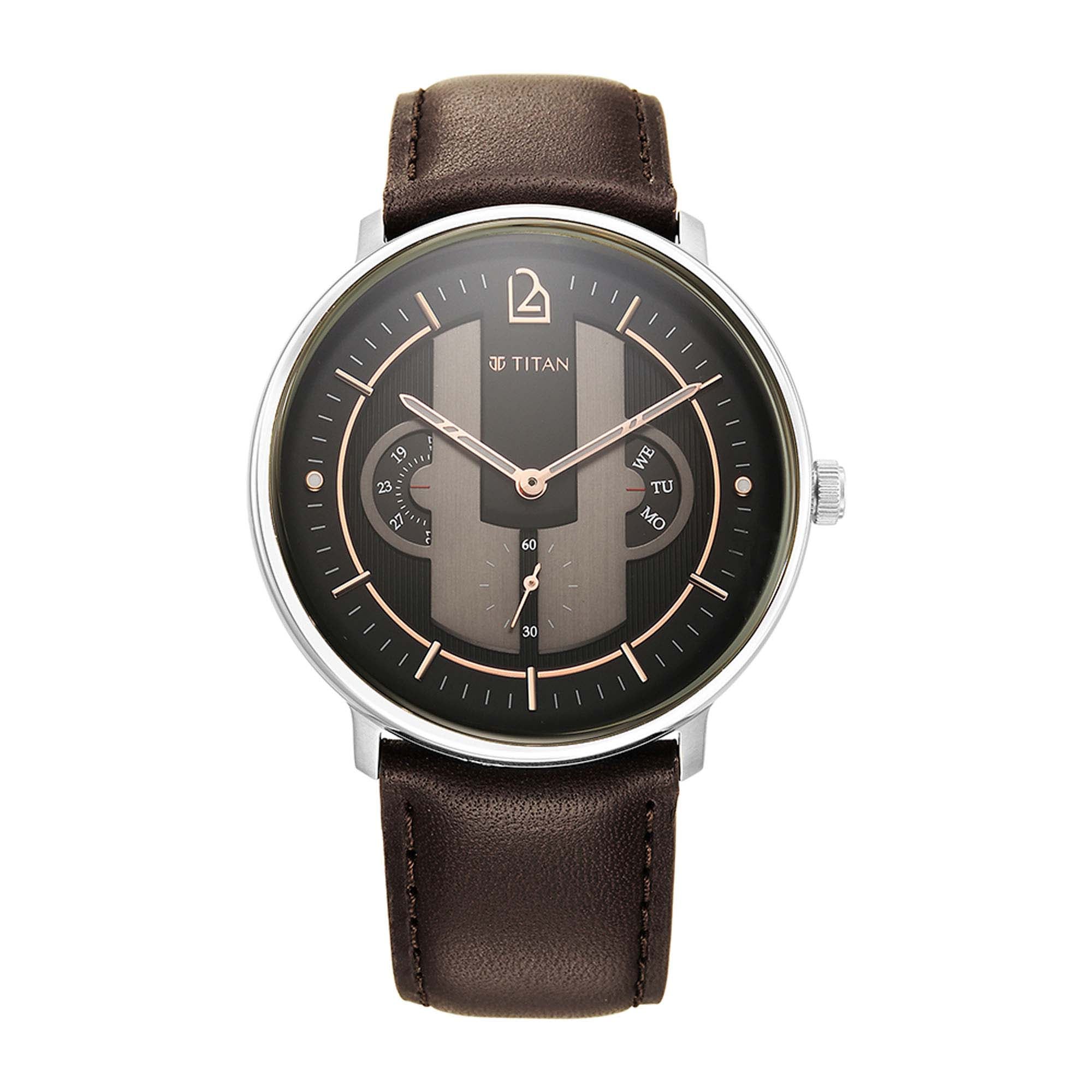 Titan Quartet Black Dial Multi Leather Strap watch for Men