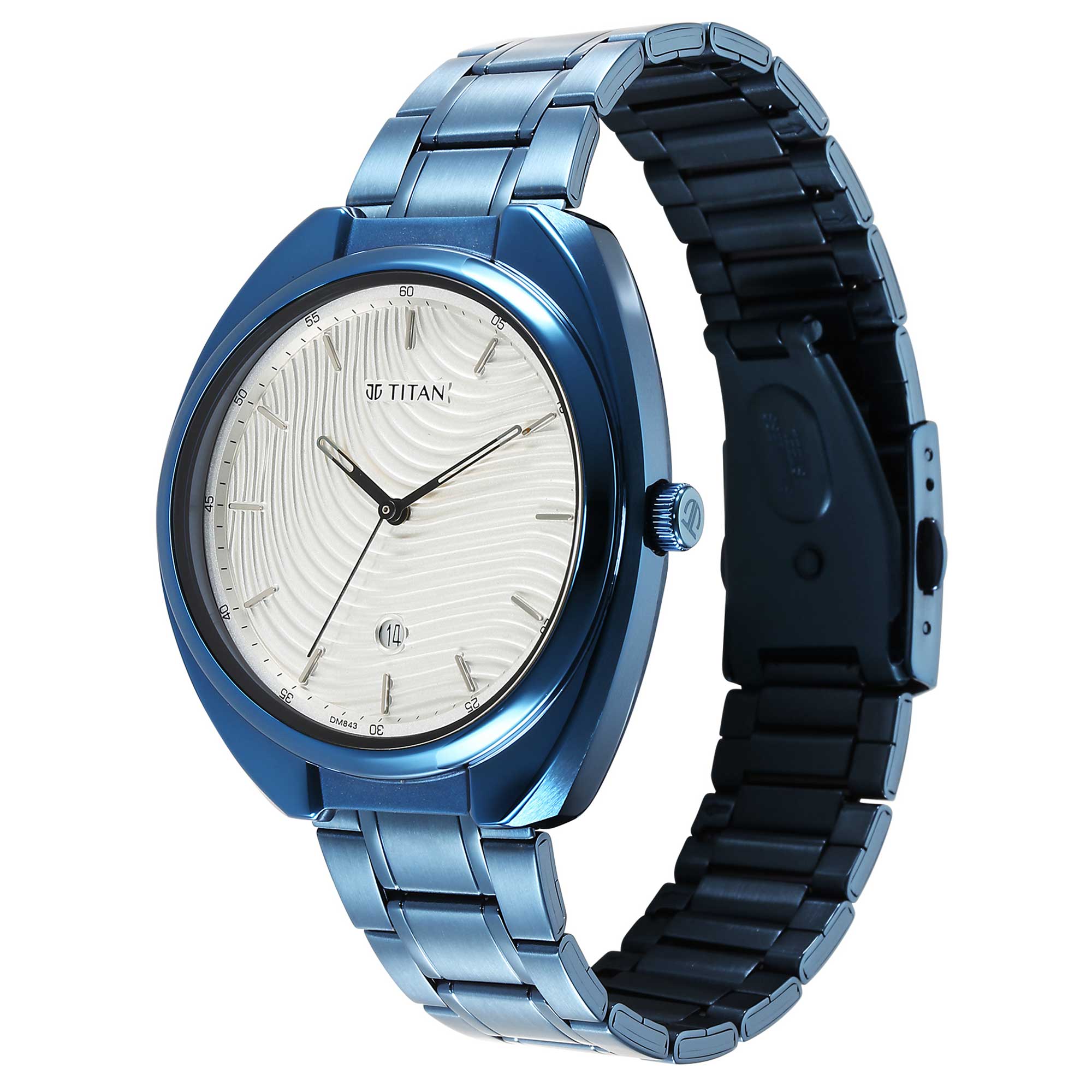 Titan Quartz Analog Silver White Dial Stainless Steel Strap Watch for Men