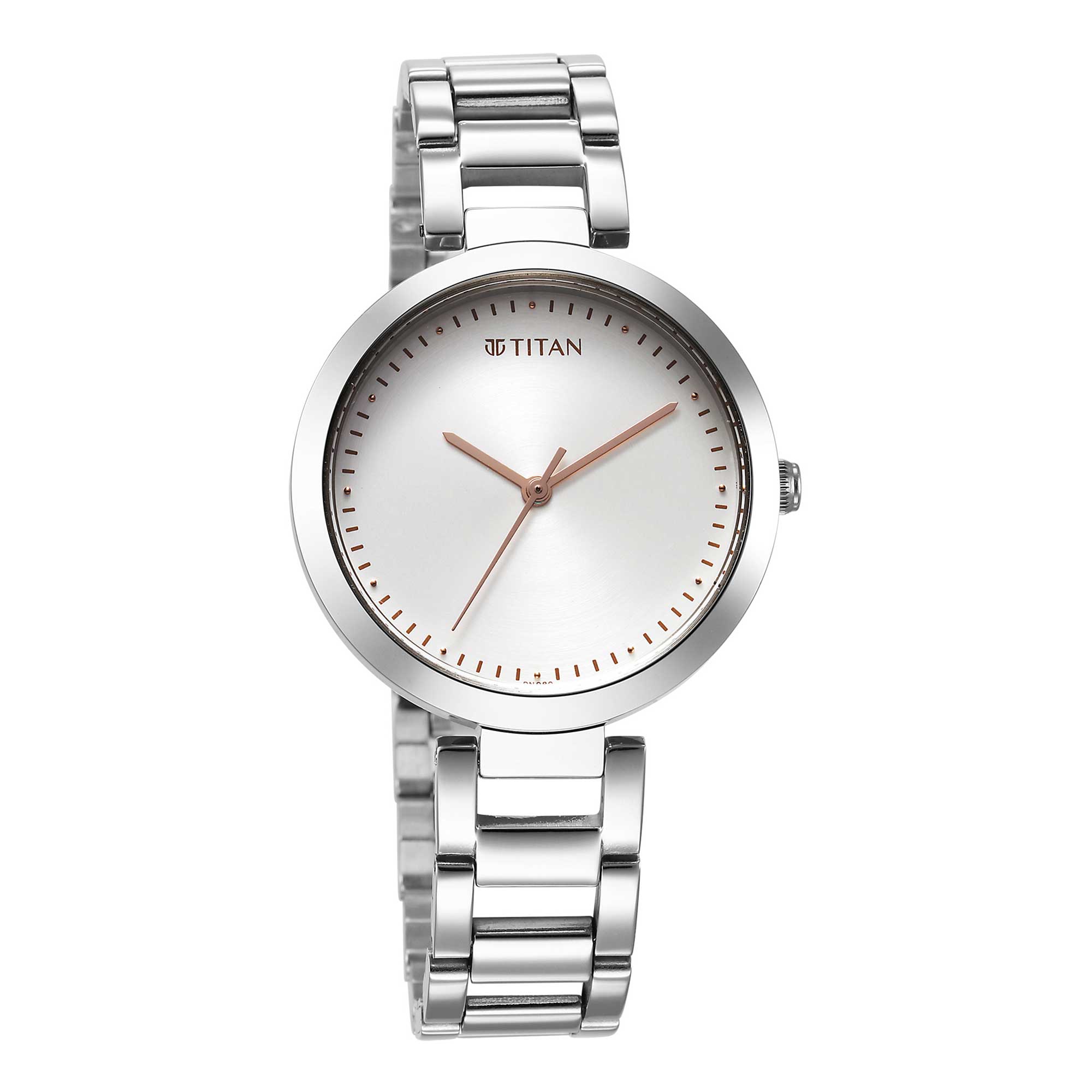 Titan Workwear Quartz Analog Silver Dial Silver Stainless Steel Strap Watch for Women