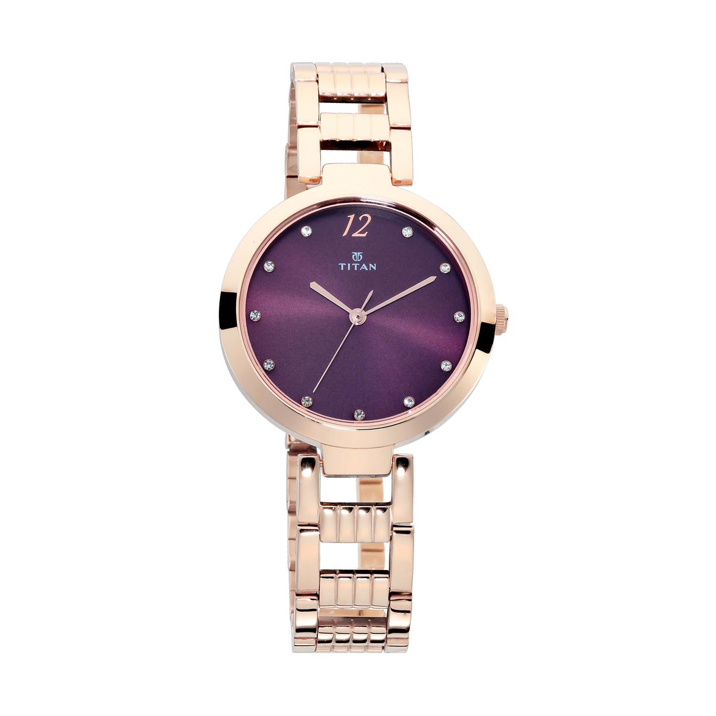 Titan Sparkle Purple Dial Analog Stainless Steel Strap Watch for Women