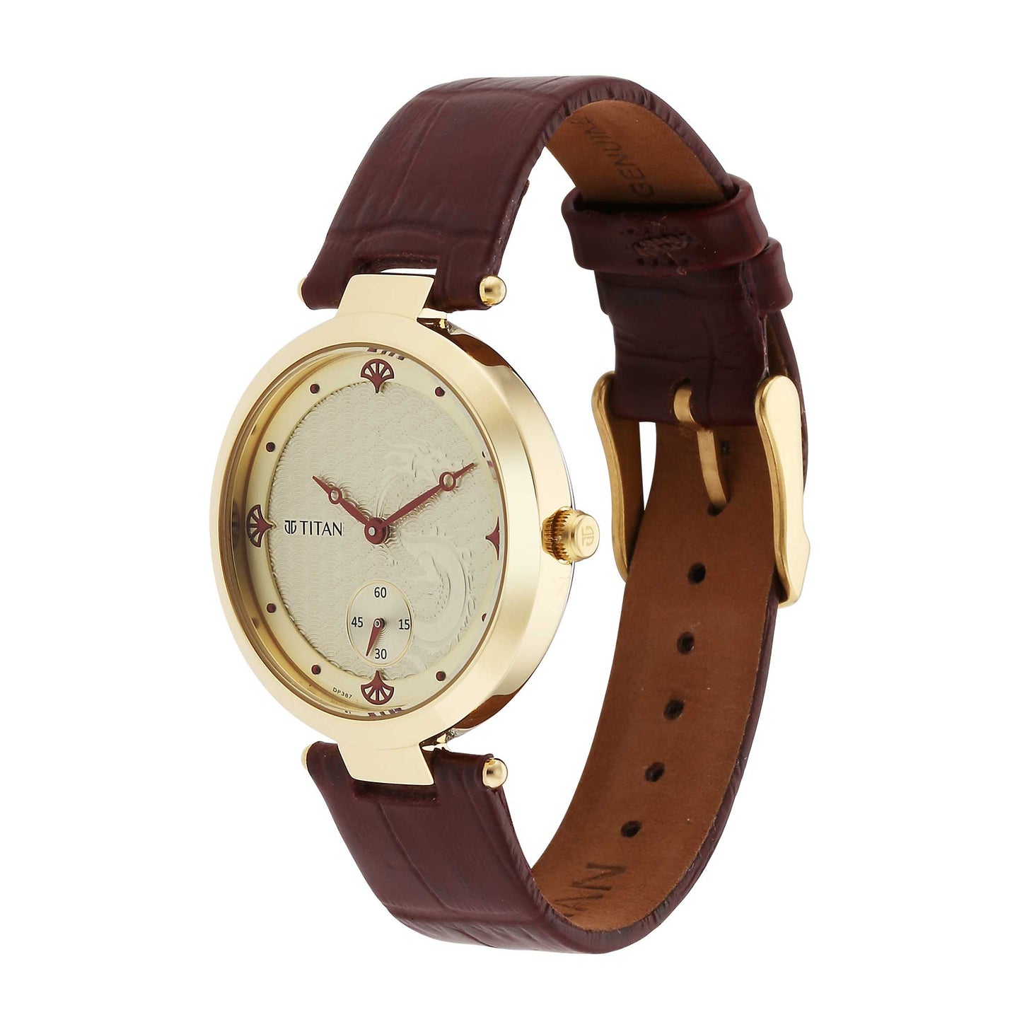 Titan Tet Light Champange Dial Analog Leather Strap Watch for Men