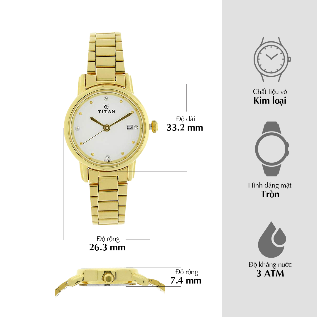 Titan Karishma White Dial Women Watch With Stainless Steel Strap