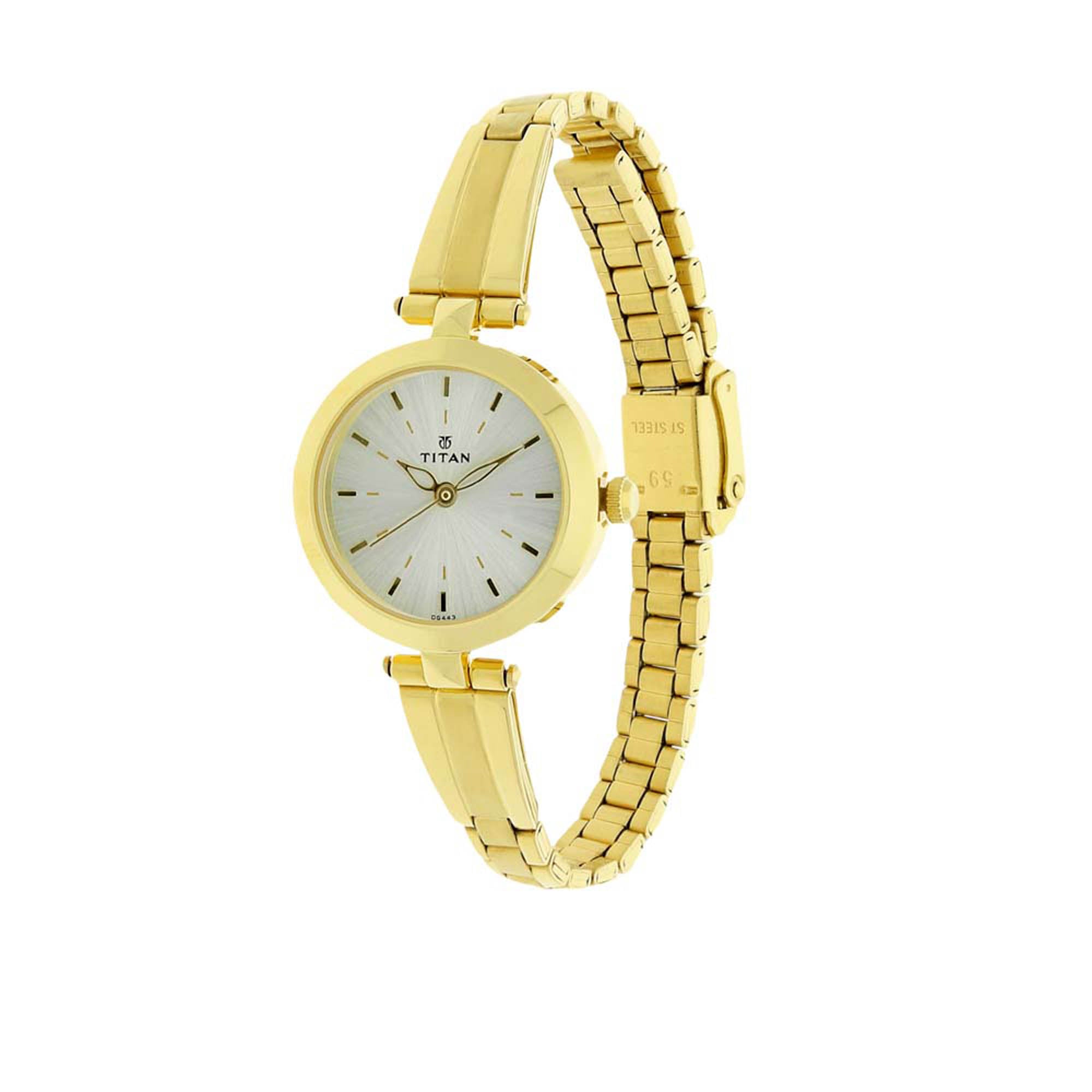 Titan Karishma Champagne Dial Women Watch With Stainless Steel Strap