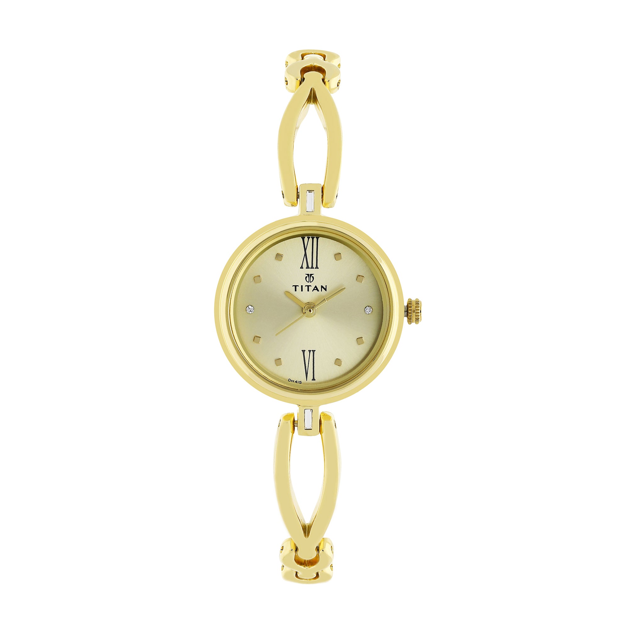 Titan Quartz Analog Champagne Dial Metal Strap Watch for Women