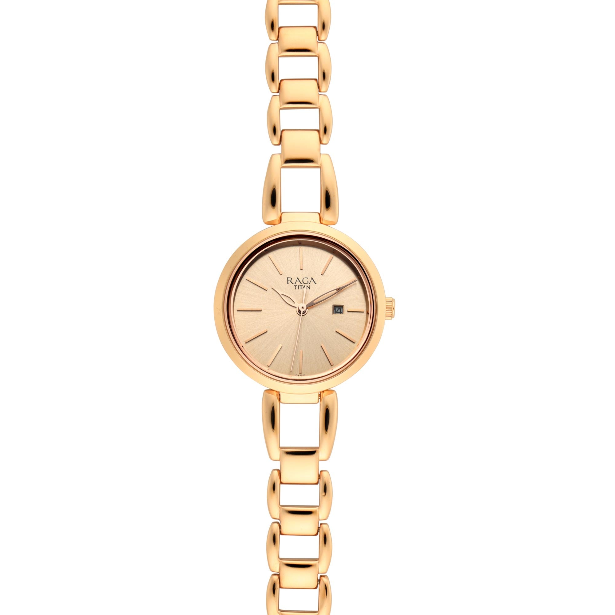 Titan Raga Viva Rose Gold Dial Quartz Metal Strap Watch for Women