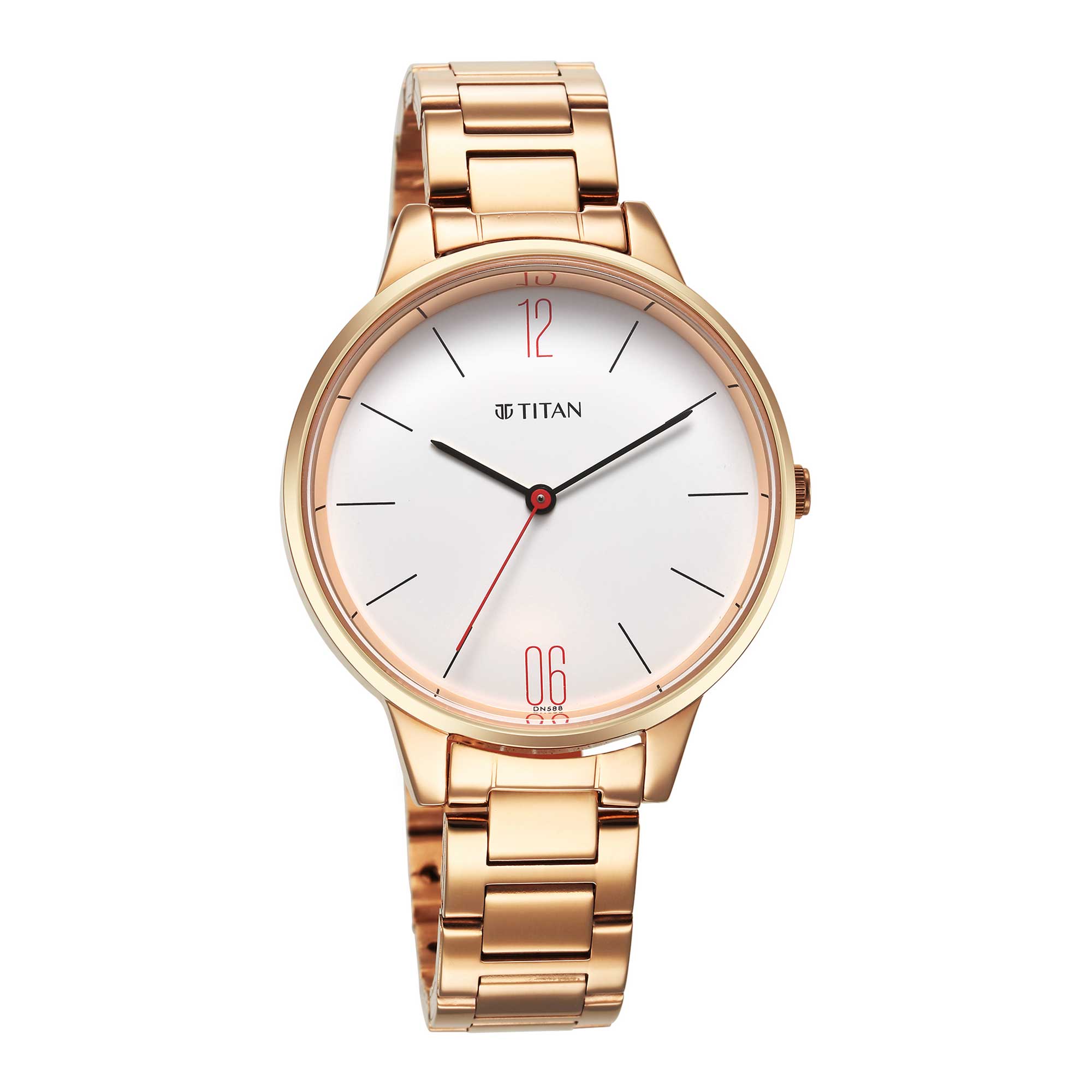 Titan Quartz Analog White Dial Watch for Women