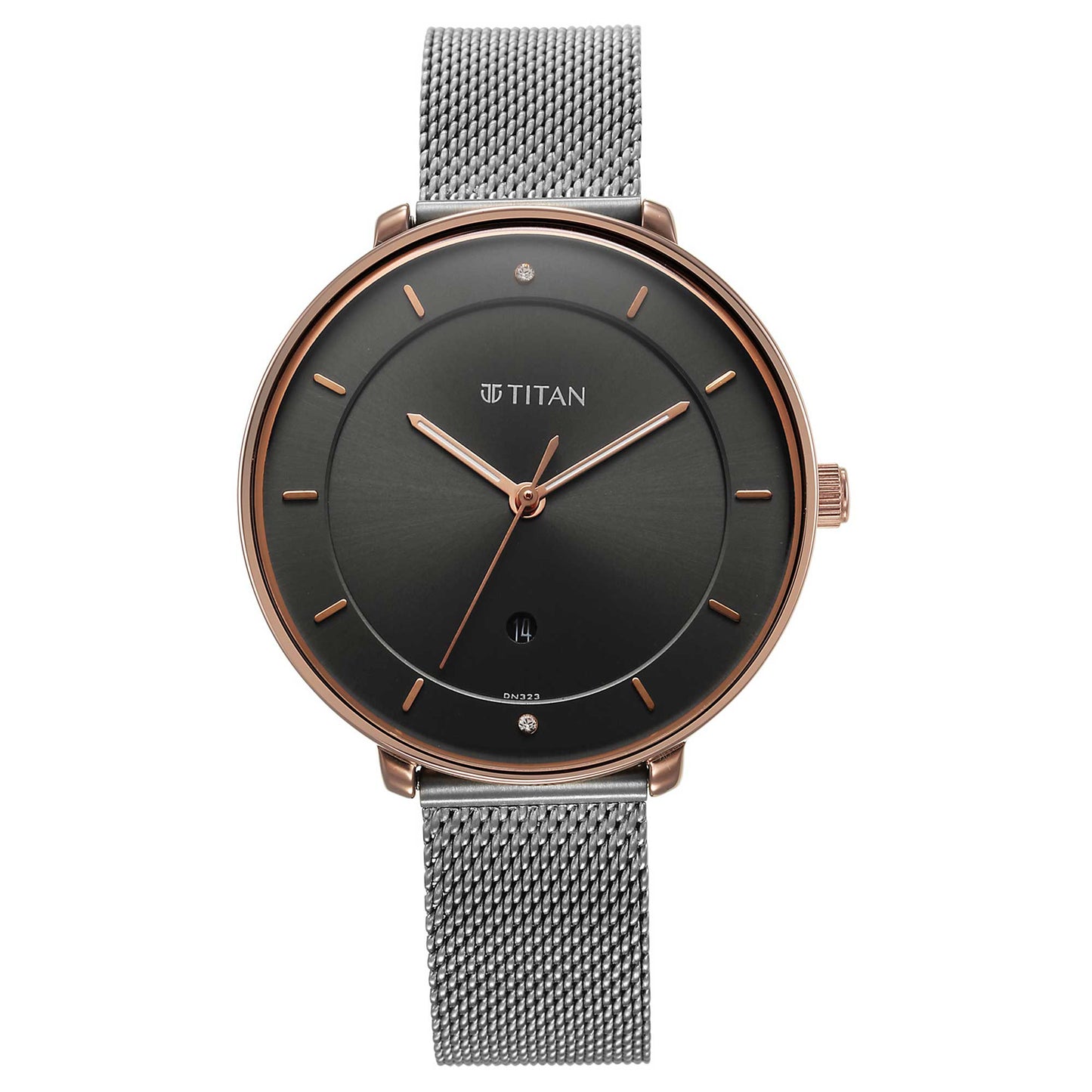 Titan Noir Anthracite Dial Analog Stainless Steel Strap Watch for Women