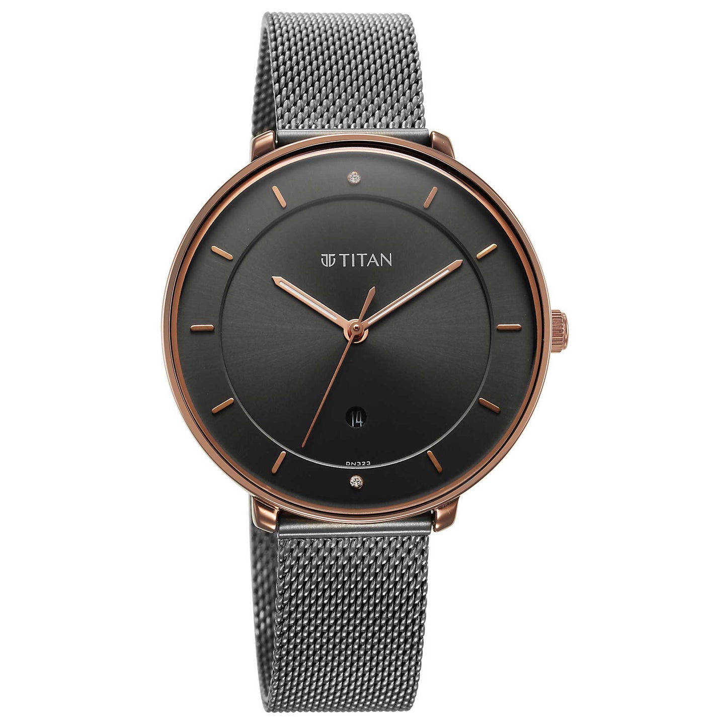 Titan Noir Anthracite Dial Analog Stainless Steel Strap Watch for Women