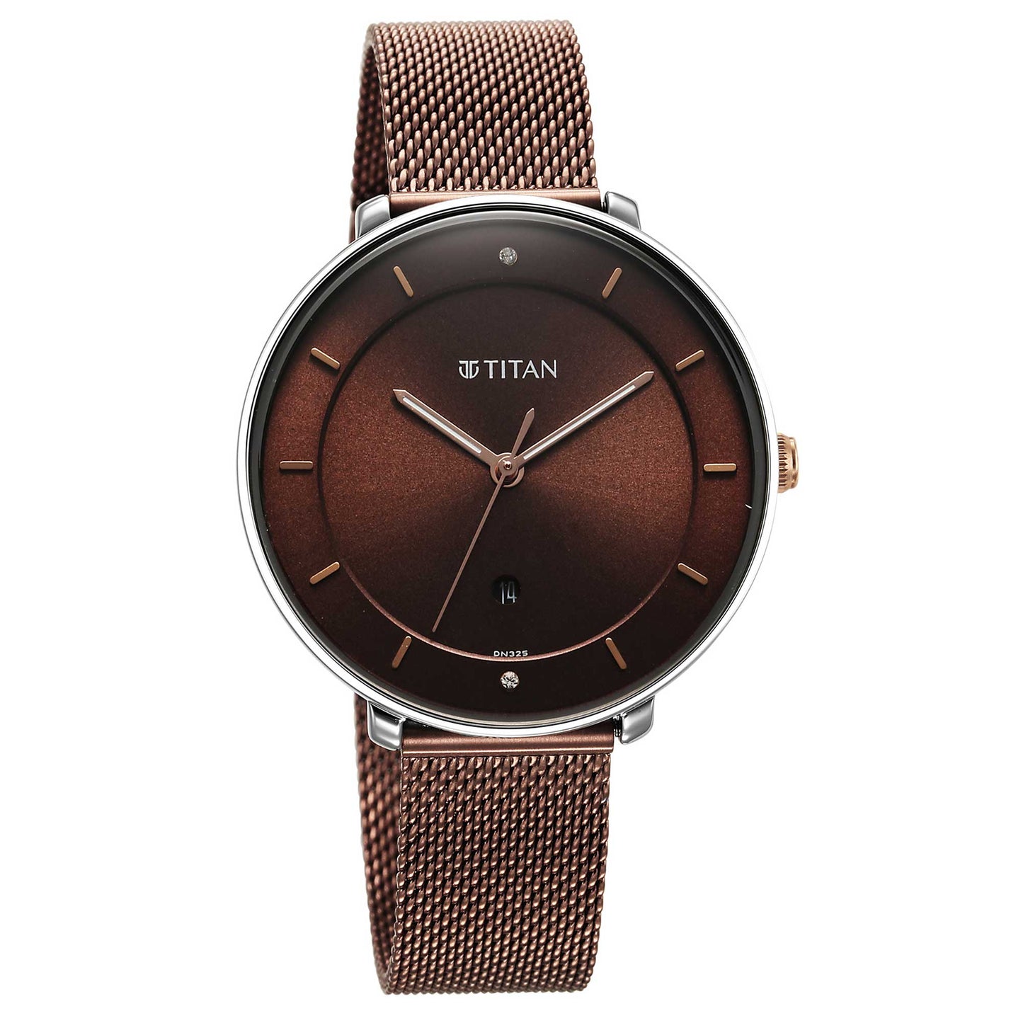 Titan Noir Brown Dial Analog Stainless Steel Strap Watch for Women