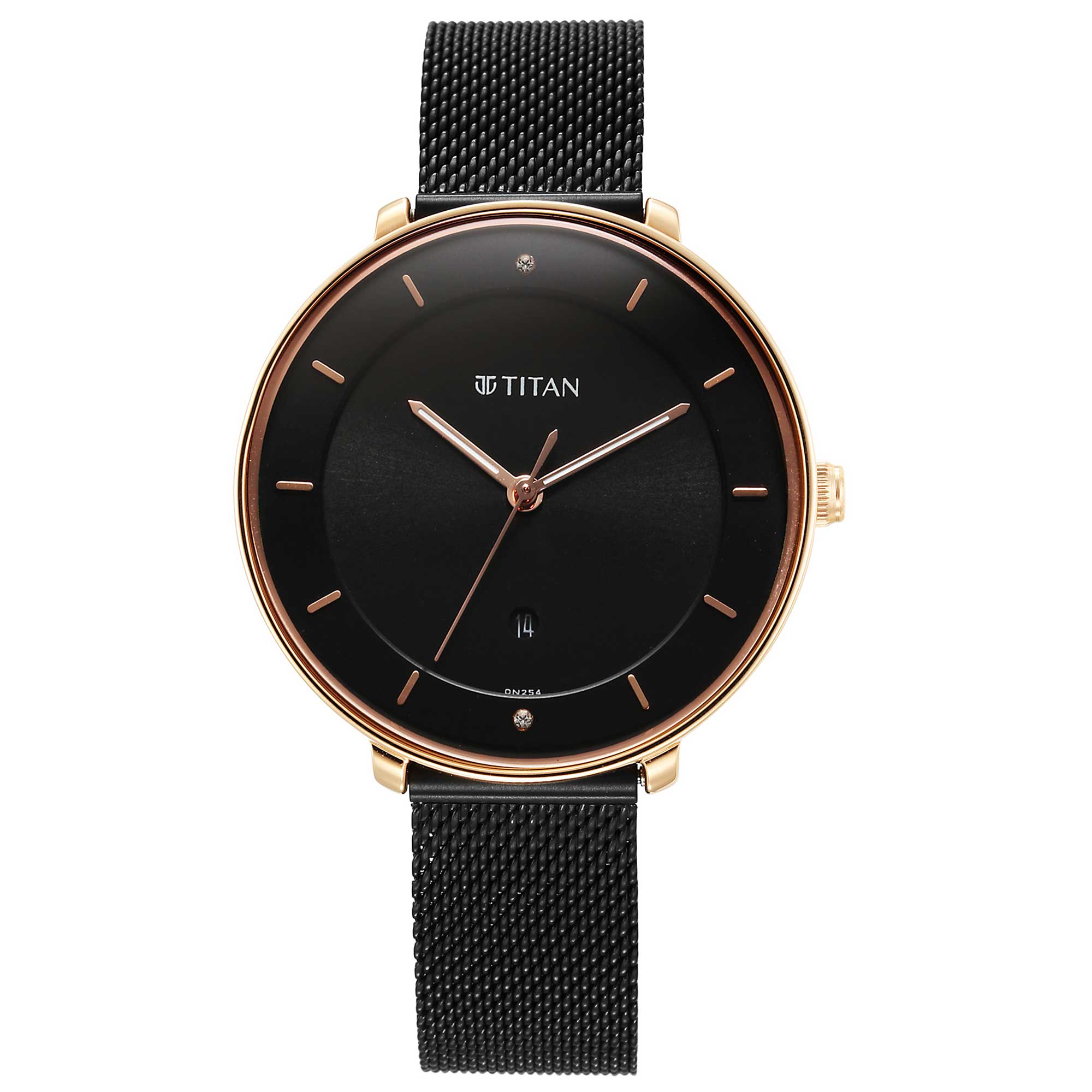 Titan Noir Black Dial Analog Stainless Steel Strap watch for Women