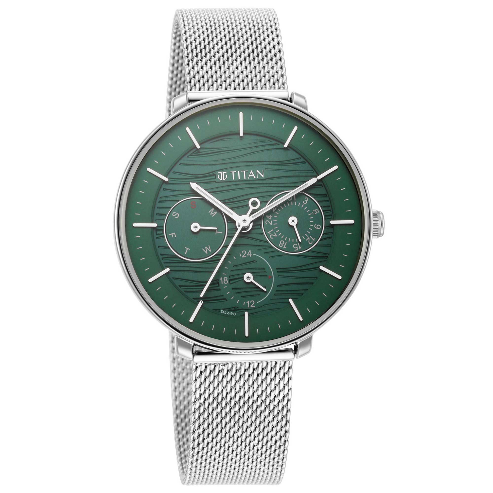 Titan Workwear Green Dial Analog Stainless Steel Strap watch for Women