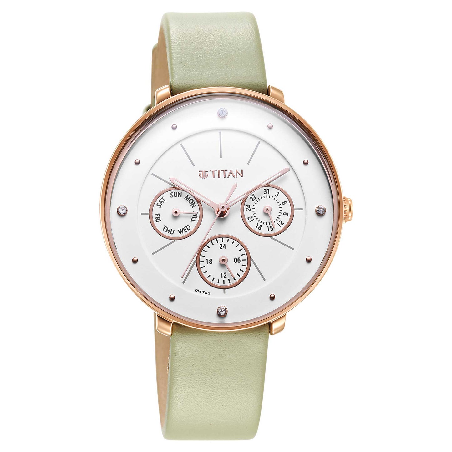 Titan Neo White Dial Analog Leather Strap Watch for Women