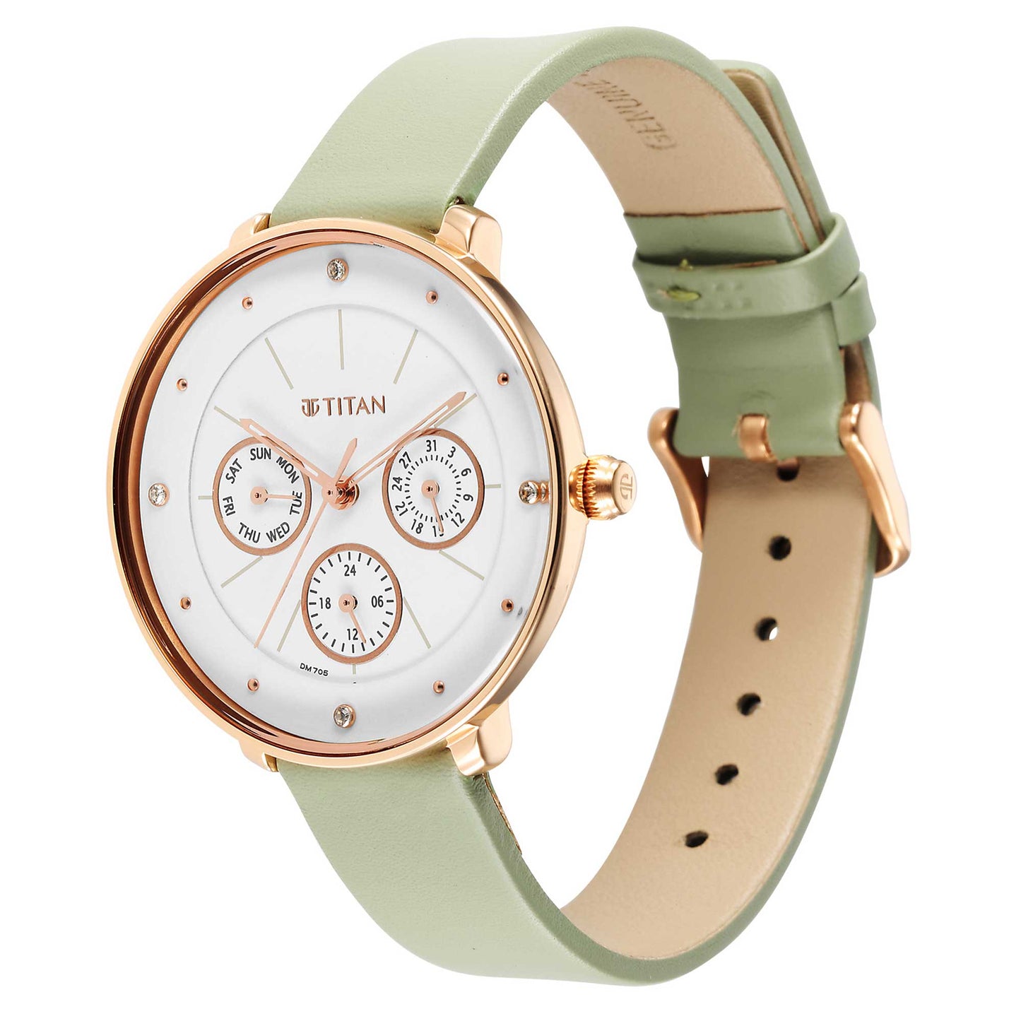 Titan Neo White Dial Analog Leather Strap Watch for Women