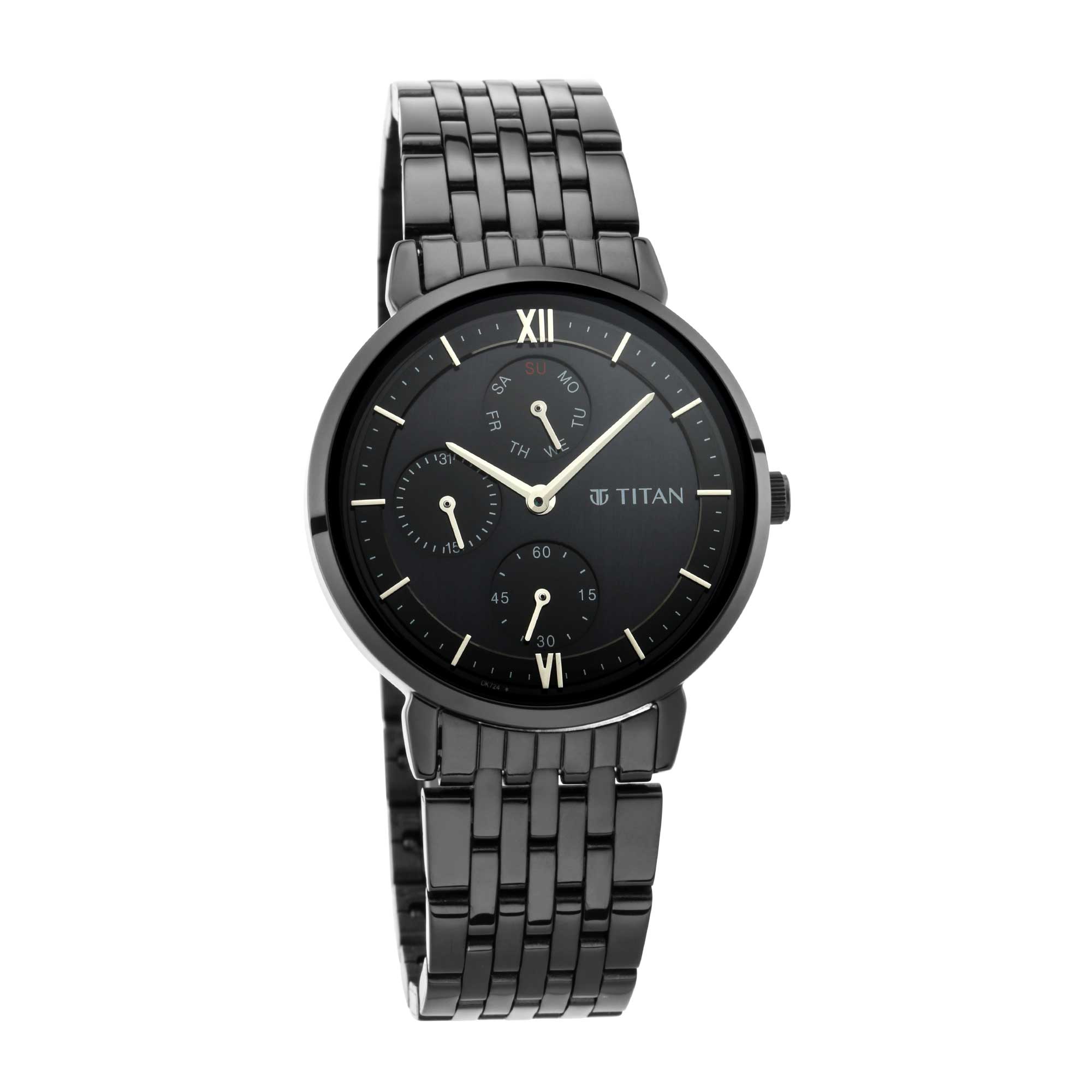 Titan Workwear Black Dial Women Watch With Metal Strap