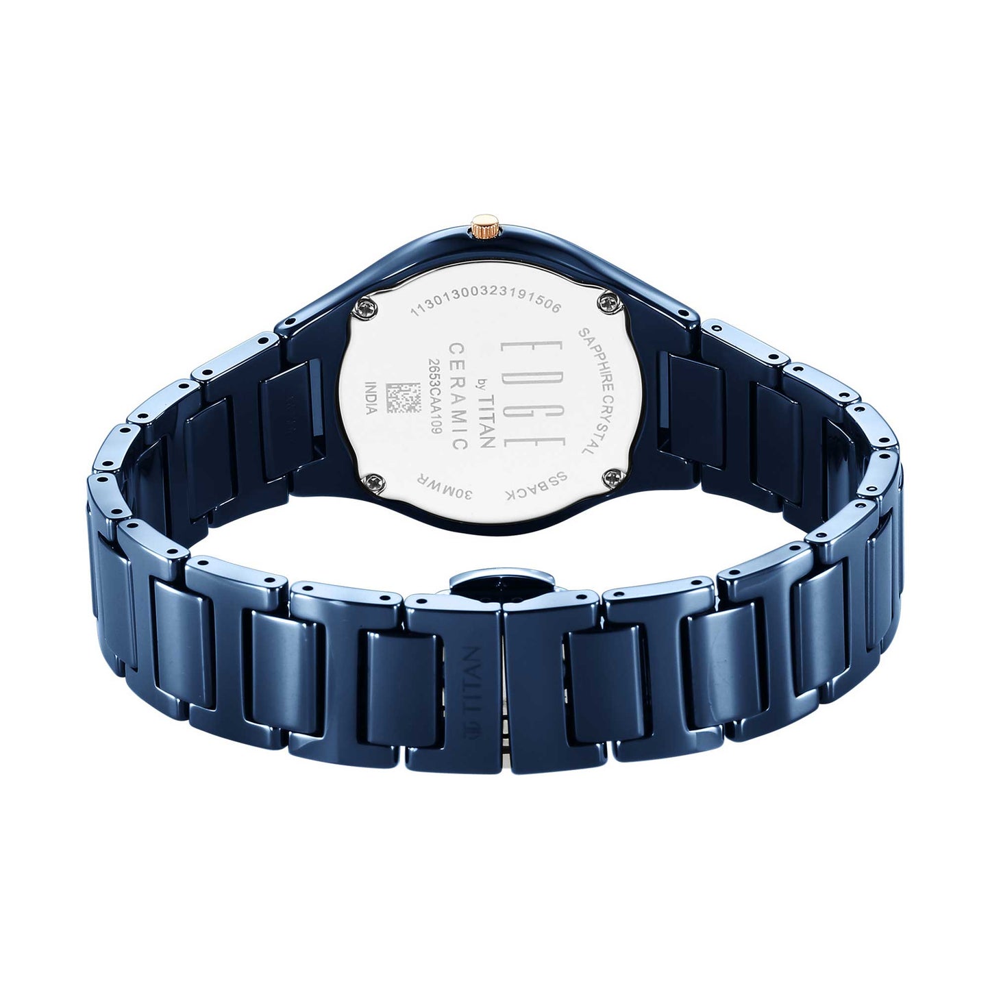 Titan Edge Ceramic Blue Dial Analog Ceramic Strap watch for Women