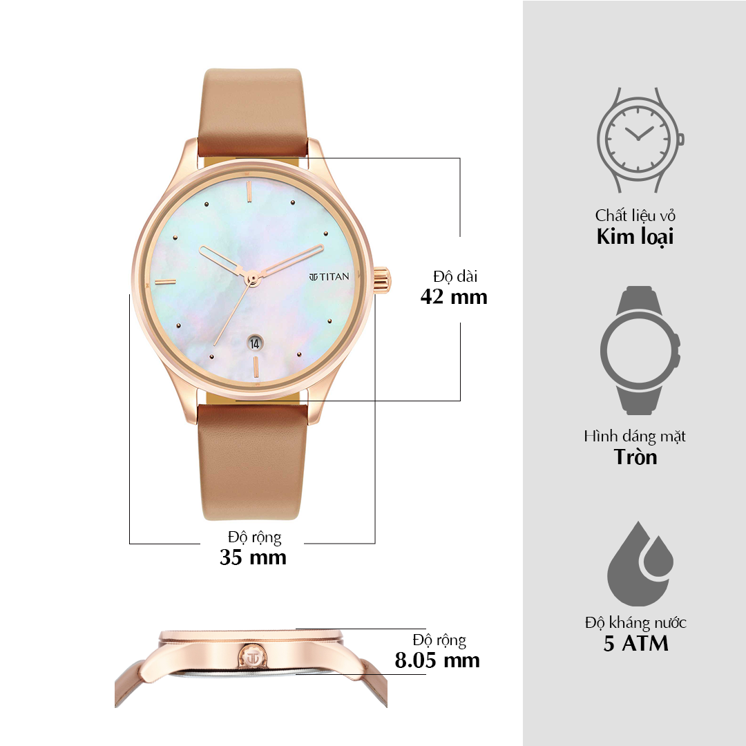 Titan Pastel Dreams Mother Of Pearl Dial Analog Leather Strap watch for Women