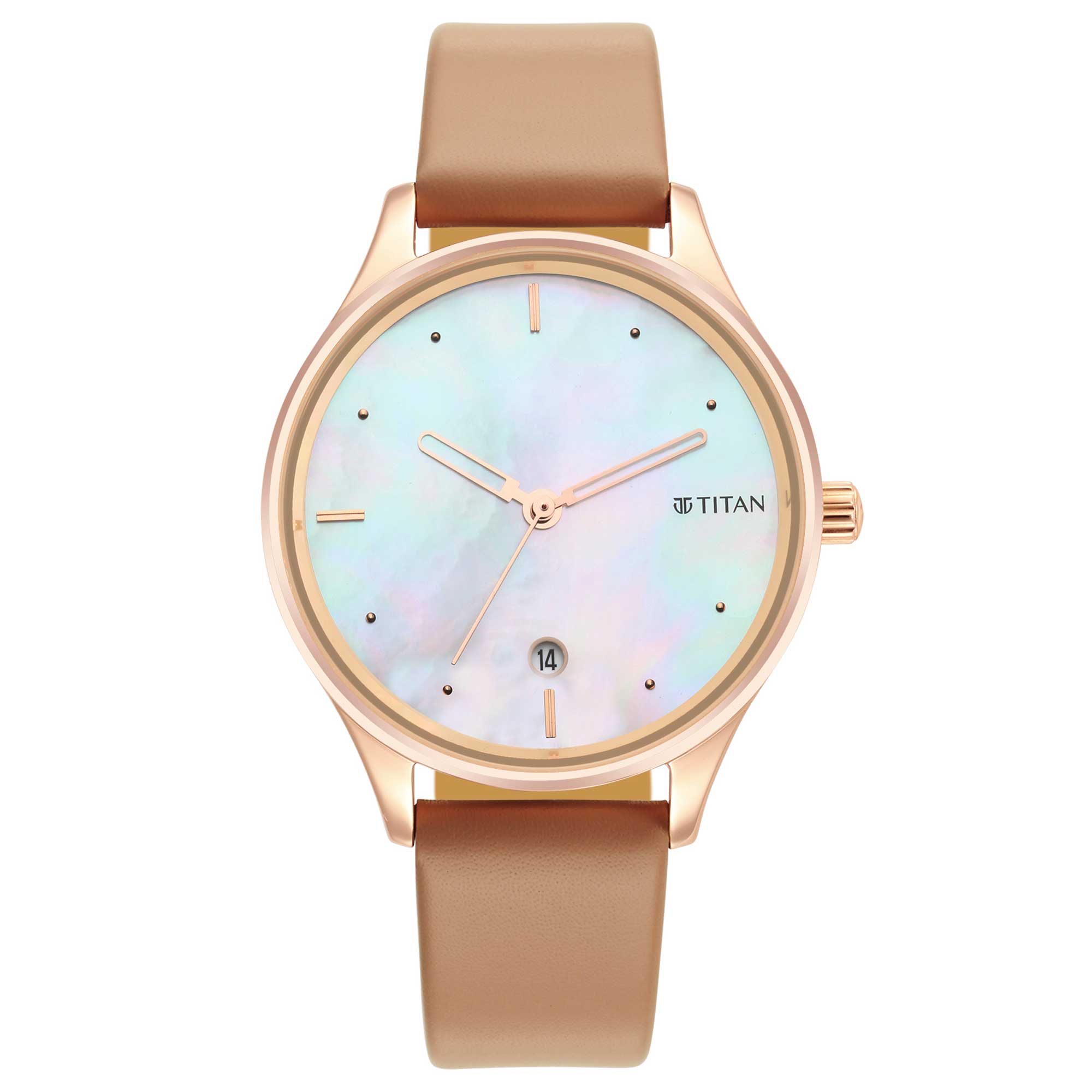 Titan Pastel Dreams Mother Of Pearl Dial Analog Leather Strap watch for Women