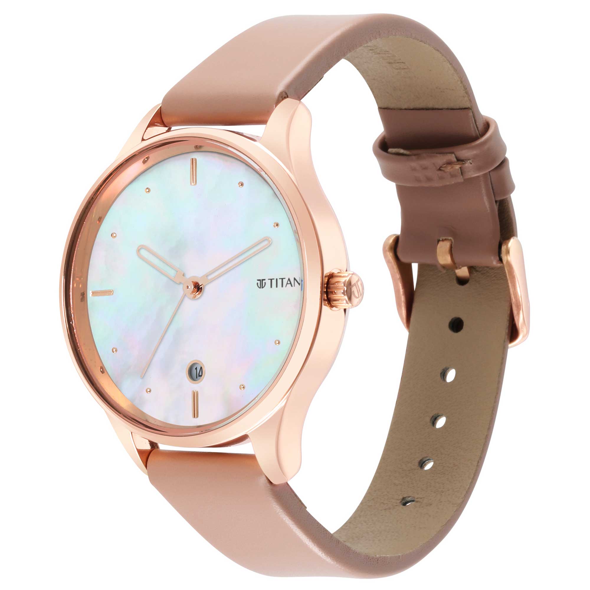 Titan Pastel Dreams Mother Of Pearl Dial Analog Leather Strap watch for Women